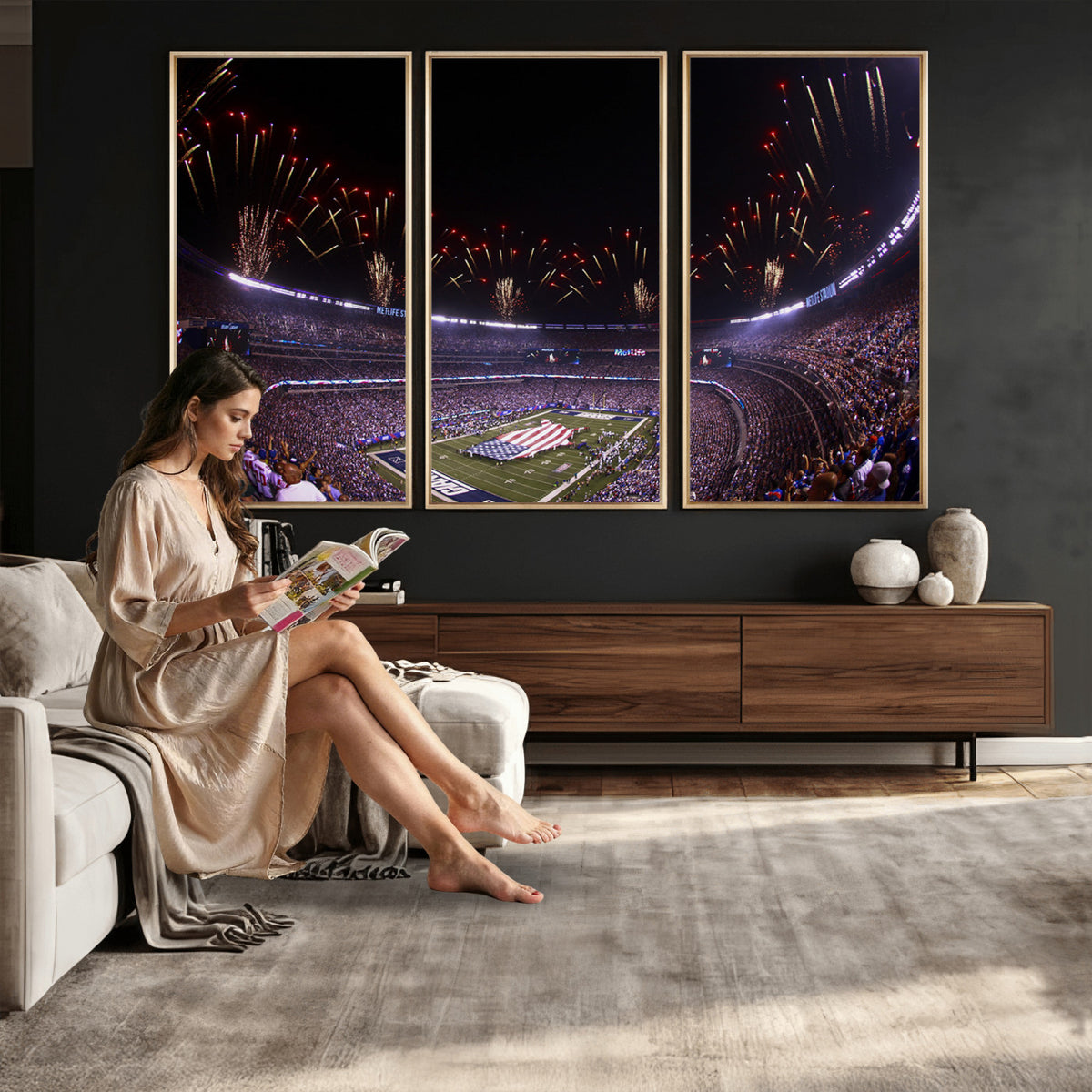 56360-MGV-CV-36X24 - New York Giants Football Team Print, East Rutherford MetLife Stadium Wall Art