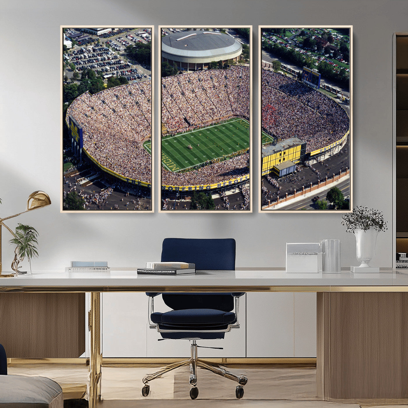 MGV-FC-48X32-3P - Michigan Wolverines Football Team Print - Ann Arbor Michigan Stadium Print, Michigan Wolverines
