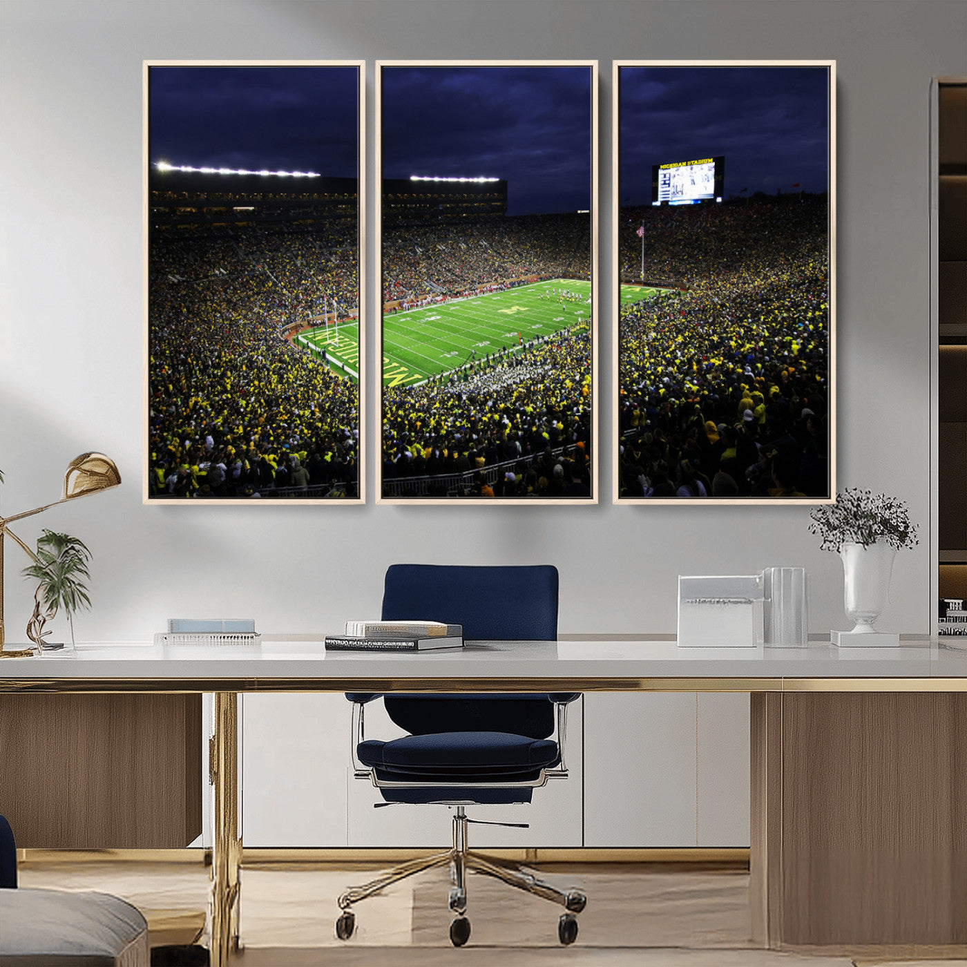 MGV-FC-48X32-3P - Michigan Wolverines Football Canvas Wall Decor, Football Team Print - Ann Arbor Michigan Stadium