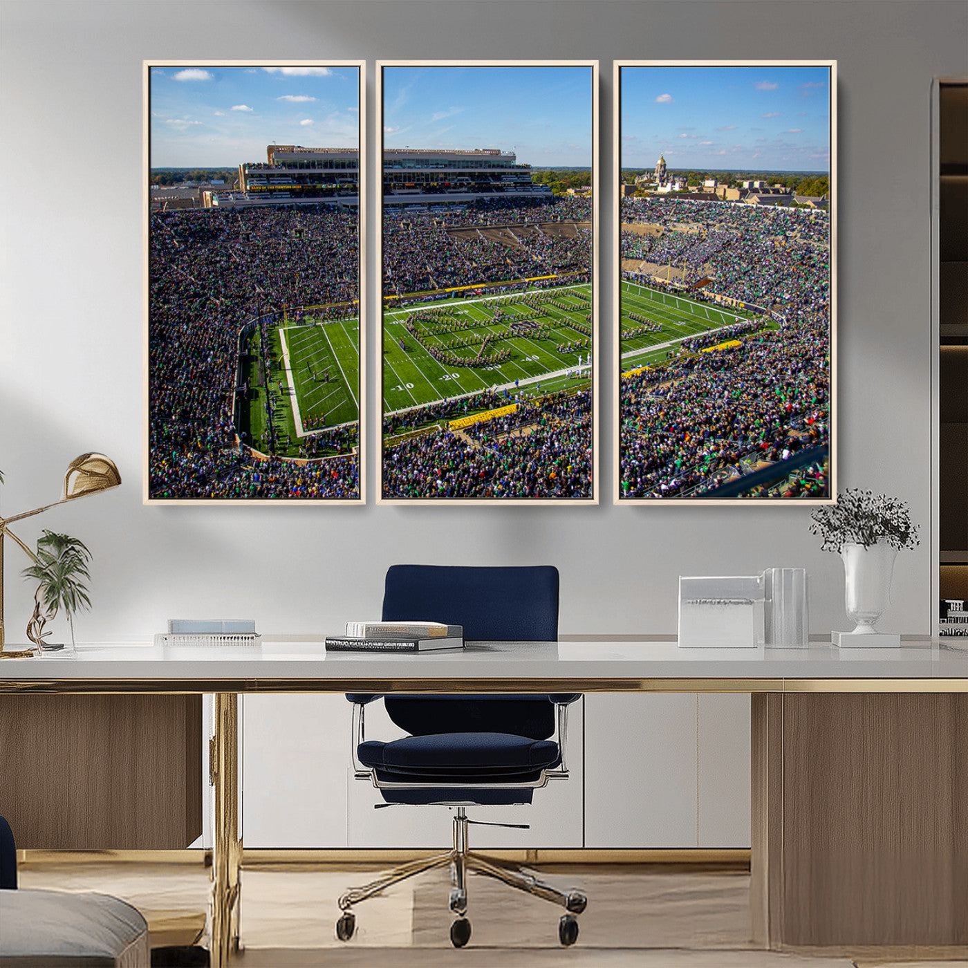 MGV-FC-48X32-3P - Notre Dame Fighting Irish Football Team Print - Notre Dame Stadium Wall Art Canvas Print