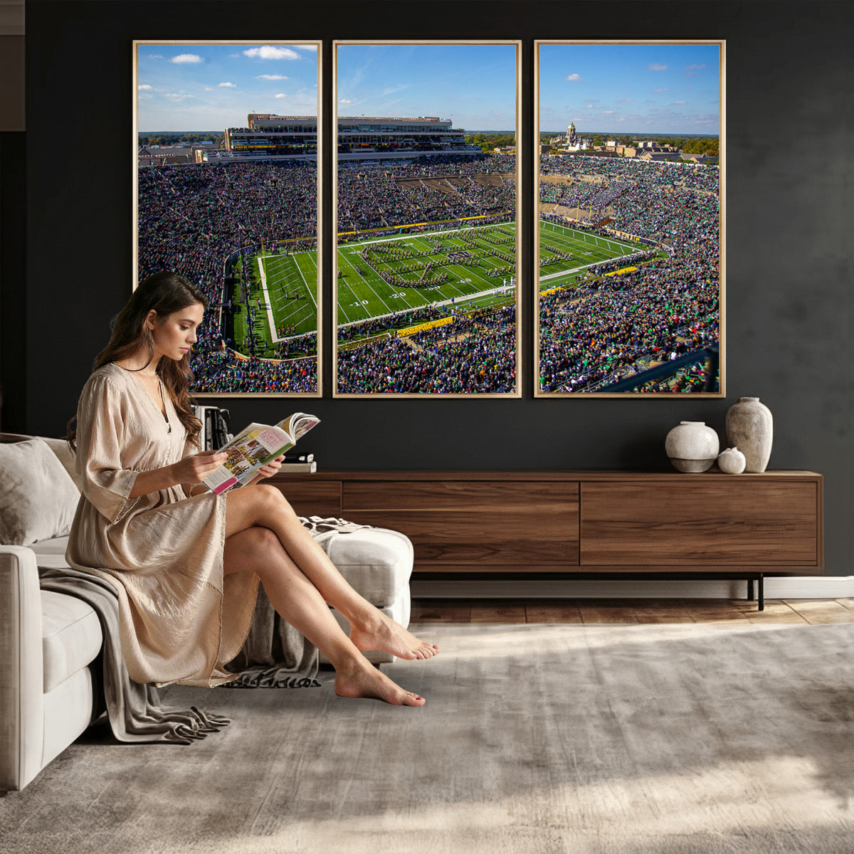 50114-MGV-CV-36X24 - Notre Dame Fighting Irish Football Team Print, Notre Dame Stadium Wall Art