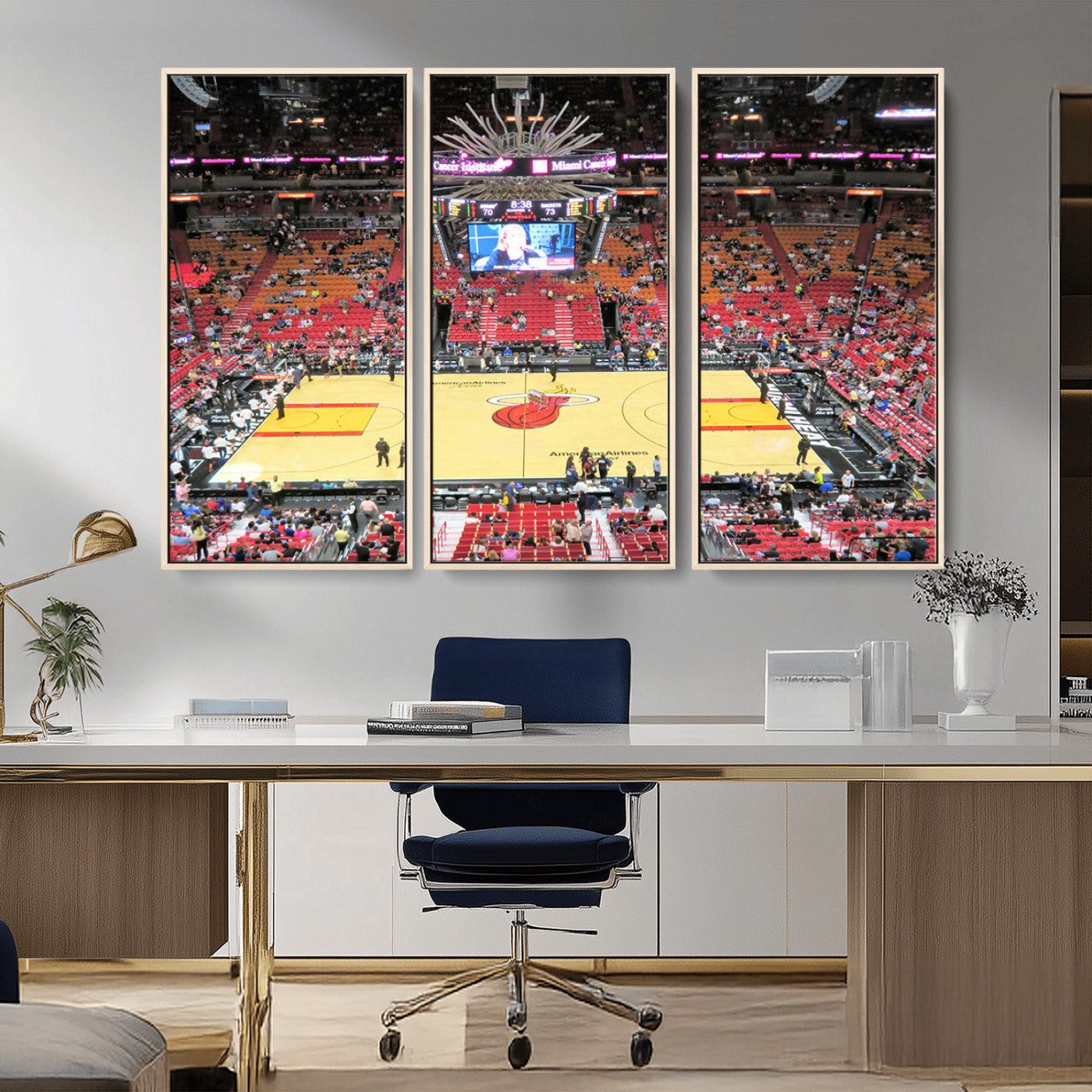 MGV-FC-48X32-3P - Miami Heat Basketball Team Print Wall Art- Kaseya Center Stadium Wall Art Canvas Print