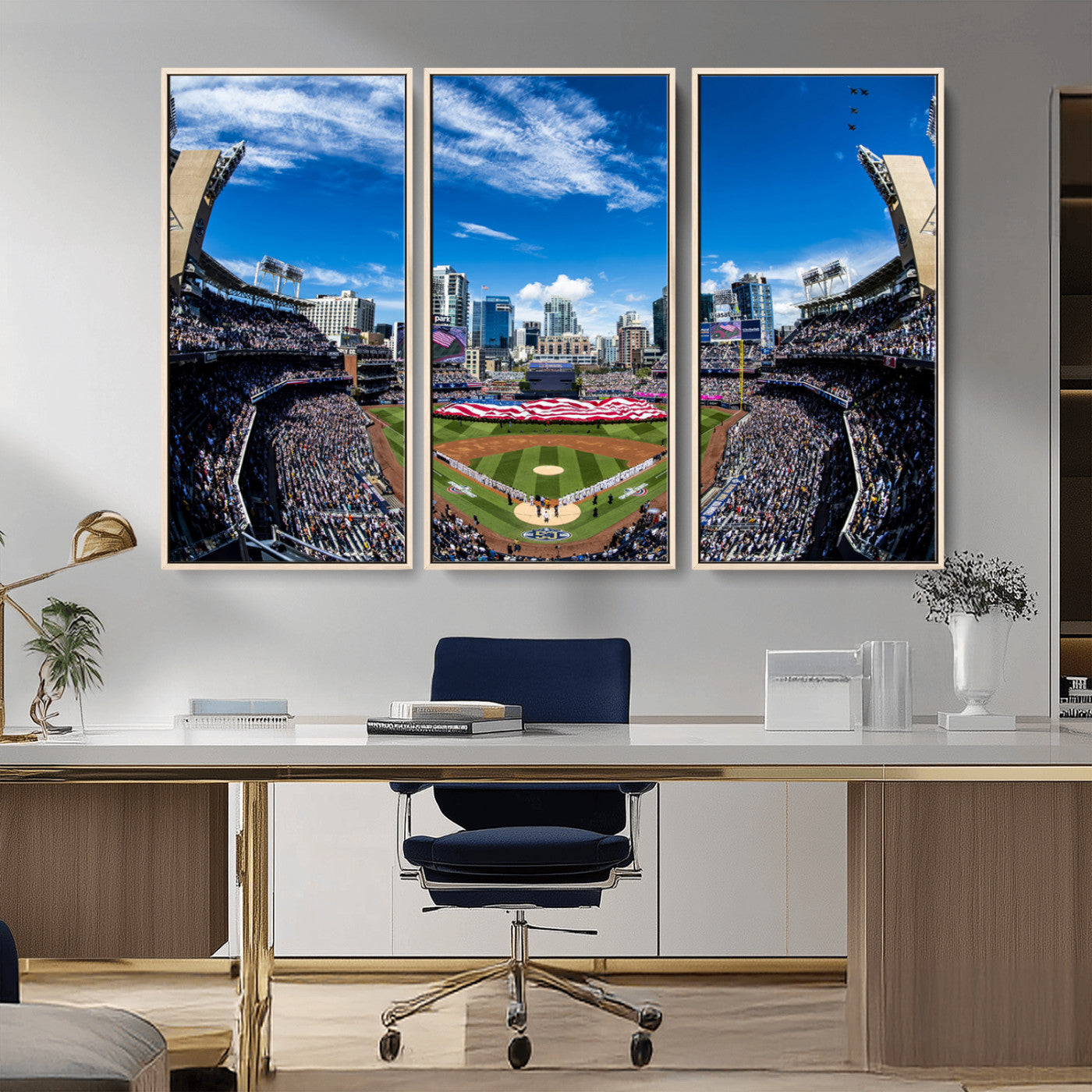 MGV-FC-48X32-3P - San Diego Padres Baseball Team Print - Petco Park Stadium Wall Art Canvas Print