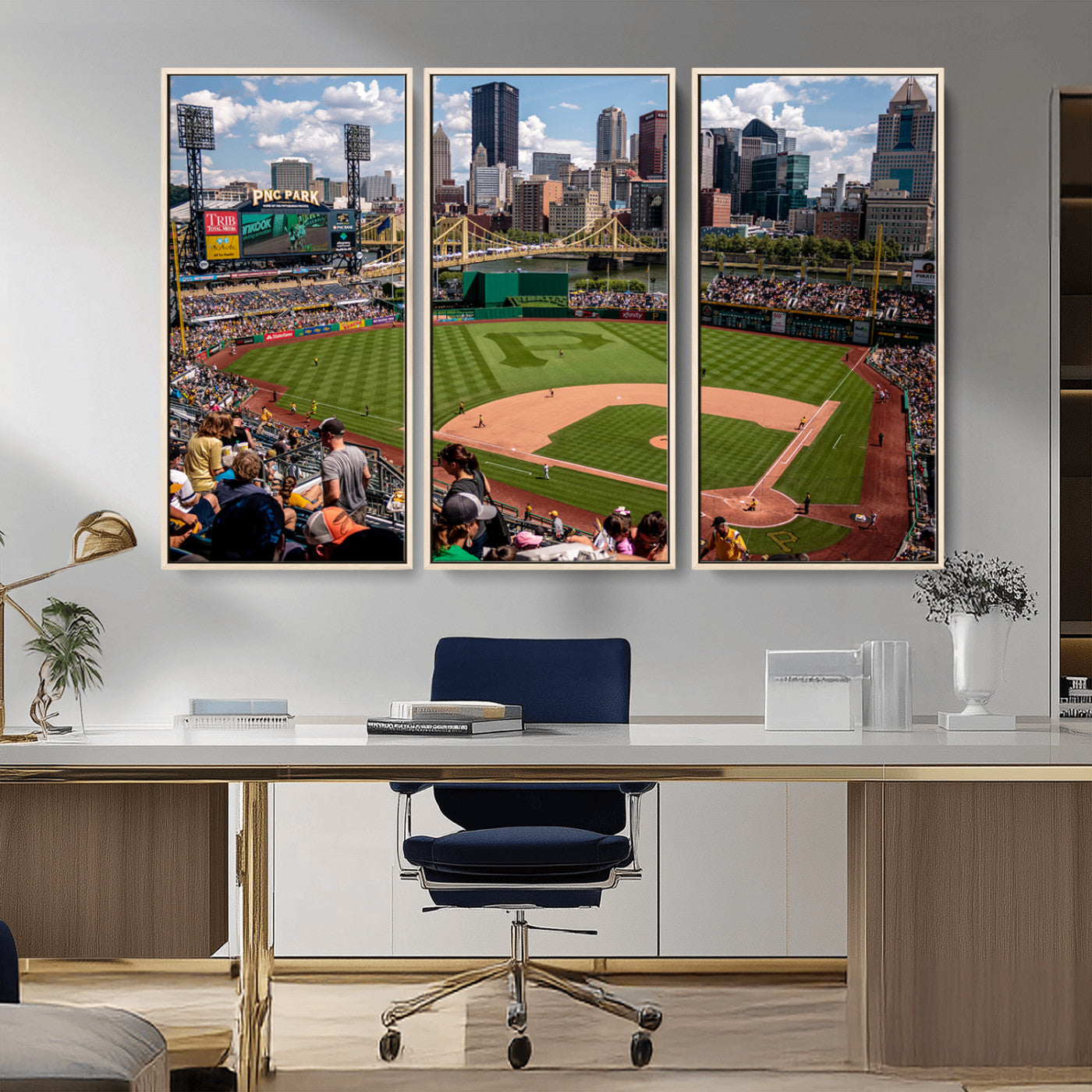 MGV-FC-48X32-3P - Pittsburgh Pirates Baseball Team Print - PNC Park Stadium Wall Art Canvas Print - Ready to Hang
