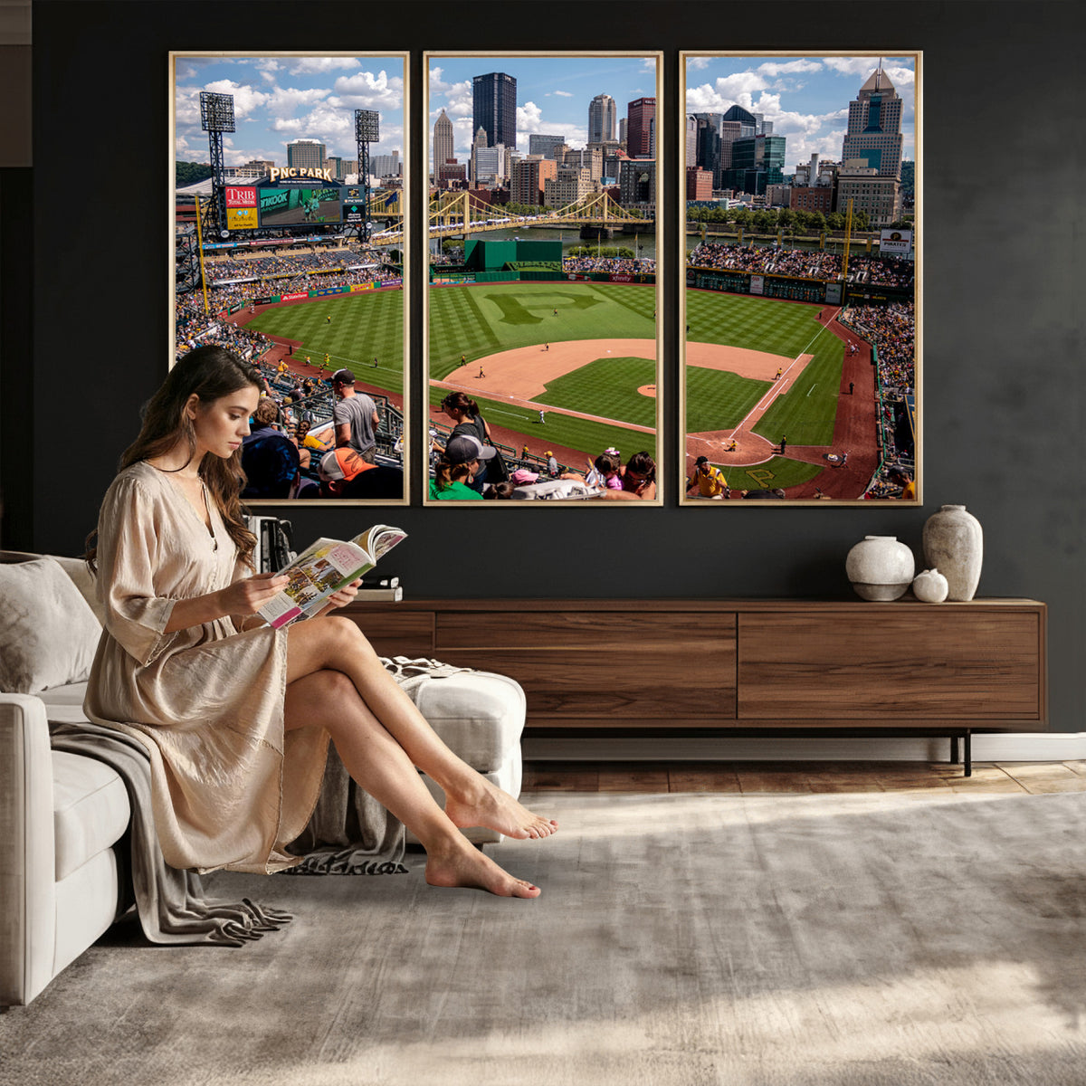 66872-MGV-CV-36X24 - Pittsburgh Pirates Baseball Team Print, PNC Park Stadium