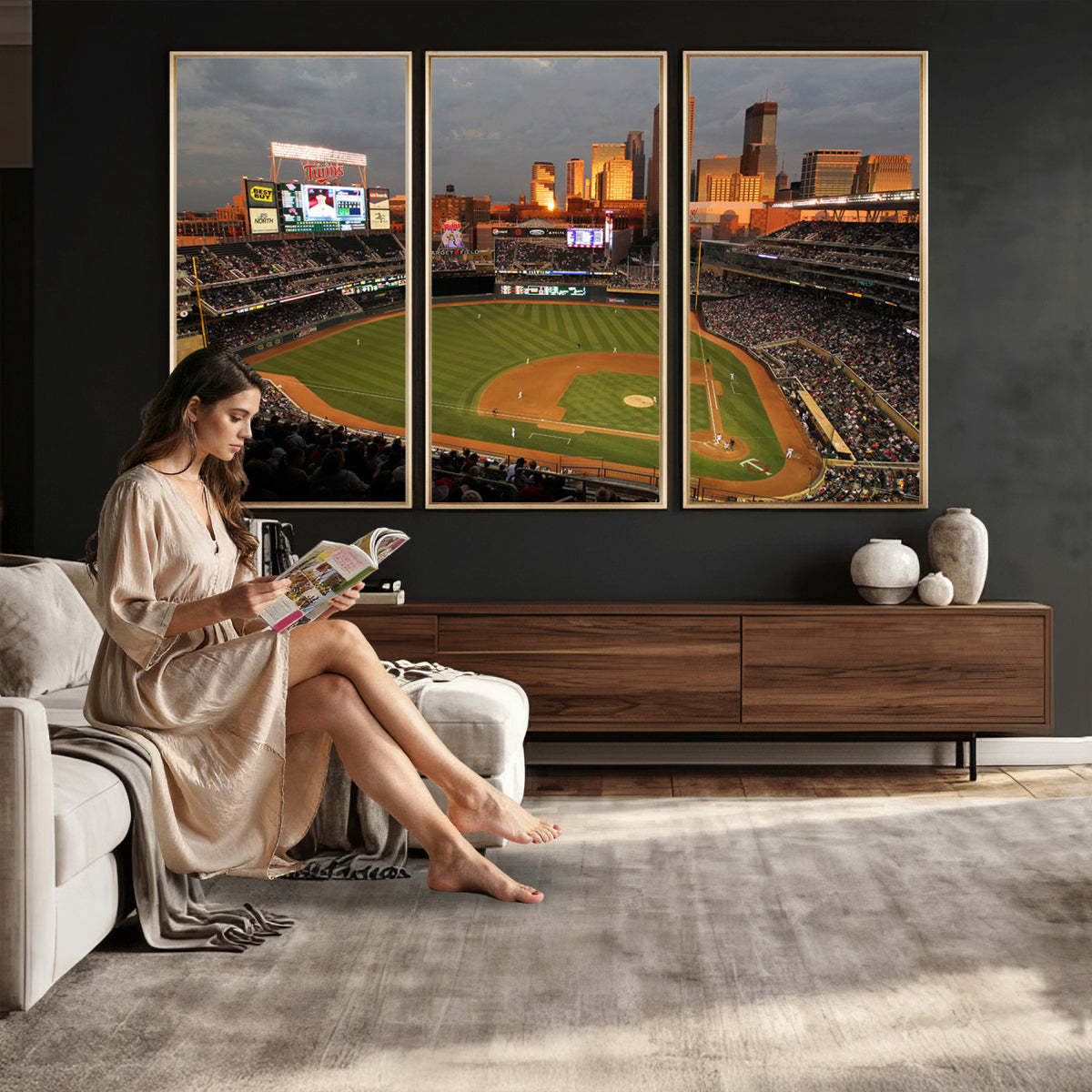 99822-MGV-CV-36X24 - Minnesota Twins Baseball Team Print, Minneapolis Target Field Stadium Wall Art