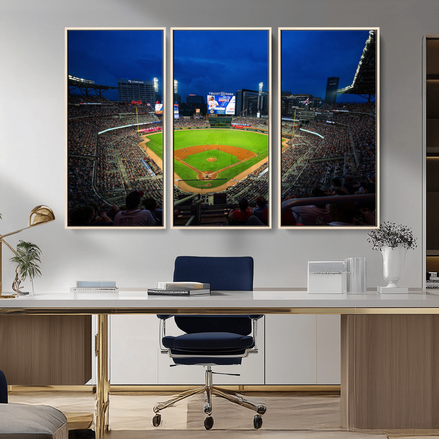 MGV-FC-48X32-3P - Truist Park Night Game Canvas Art - Atlanta Braves Stadium Wall Art Canvas