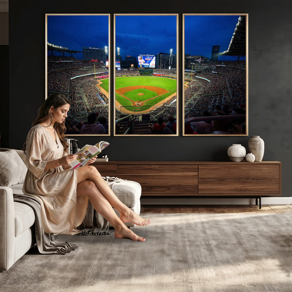 88590-MGV-CV-36X24 - Truist Park Night Game Canvas Art, Atlanta Braves Stadium