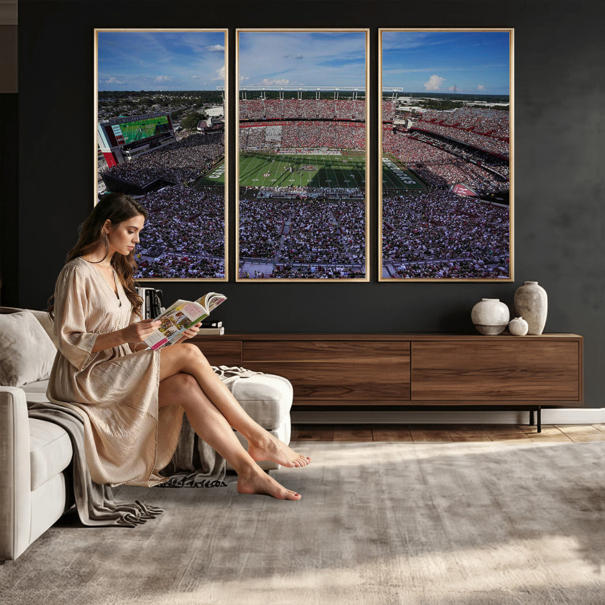 83382-MGV-CV-36X24 - South Carolina Gamecocks Football Team Print, Columbia Williams-Brice Stadium Wall Art