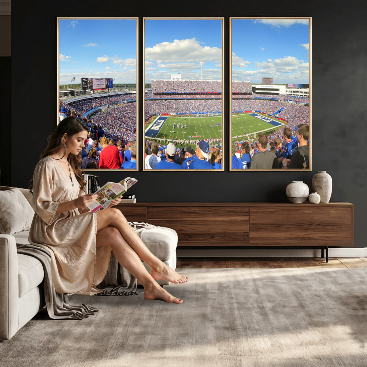 35302-MGV-CV-36X24 - Buffalo Bills NFL Football Team Print, Game Day at Buffalo Highmark Stadium