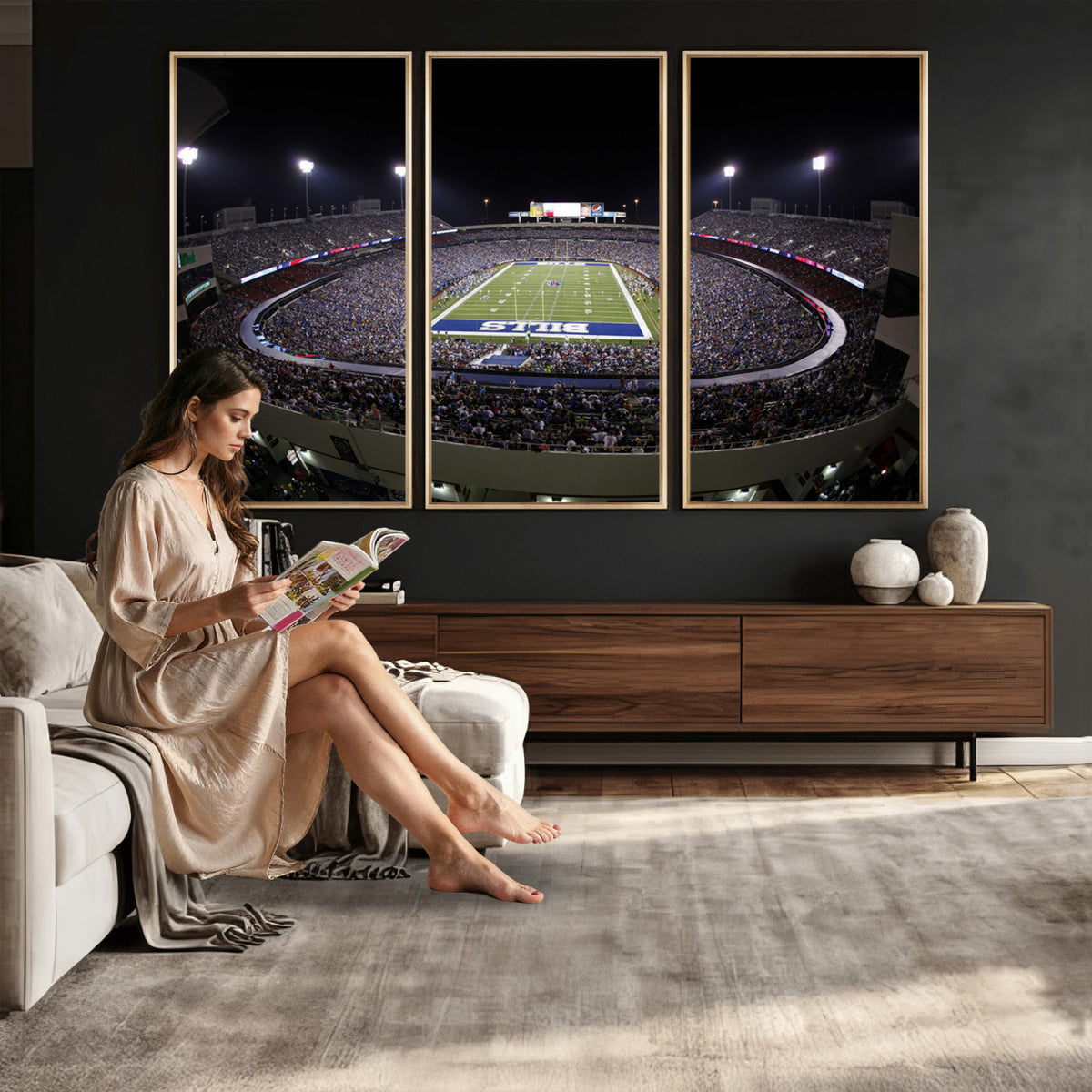 98546-MGV-CV-36X24 - Buffalo Bills NFL Football Team Print, Buffalo Highmark Stadium Wall Art