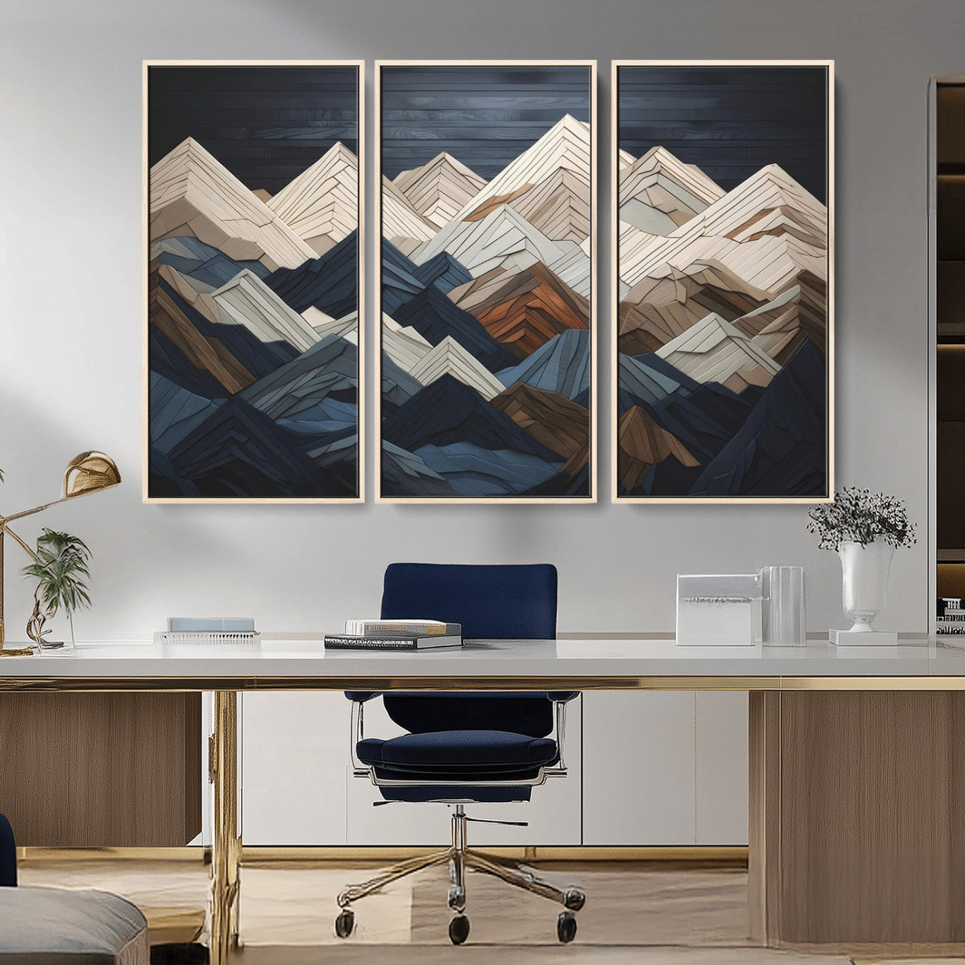 MGV-FC-48X32-3P - Wood Mountain Wall Art | Mountain Canvas Print Wood Decor | Ready to Hang for Cabin Decor