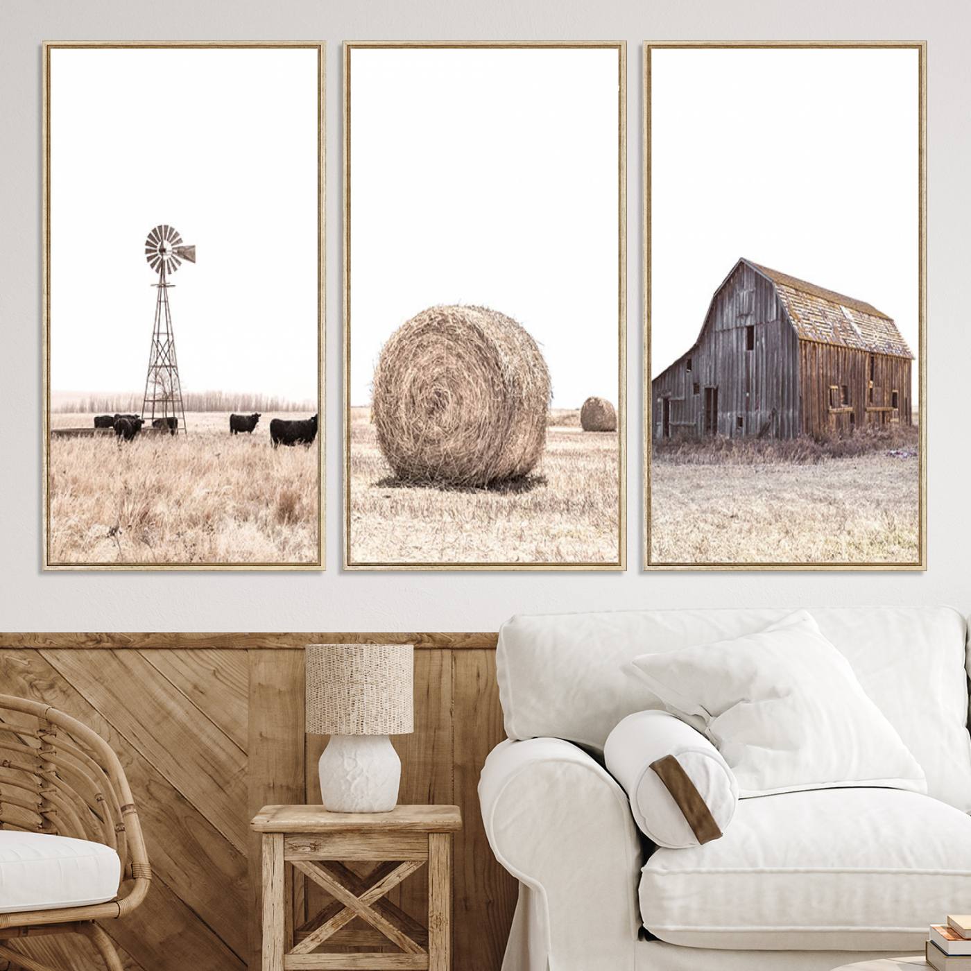 30918-MGV-CV-60X30-3P-Farm Prints Set, Set of 6 Farmhouse Wall Art, Country House Decor, Barn Print, Wheat Print, Farmhouse Wall Art, Gallery Wall Art, Farm Print