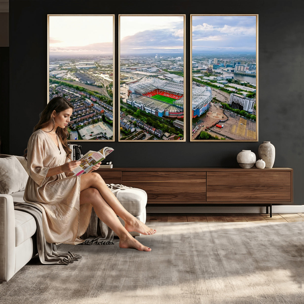 85657-MGV-CV-36X24 - Old Trafford Manchester United Stadium Wall Art Canvas Print