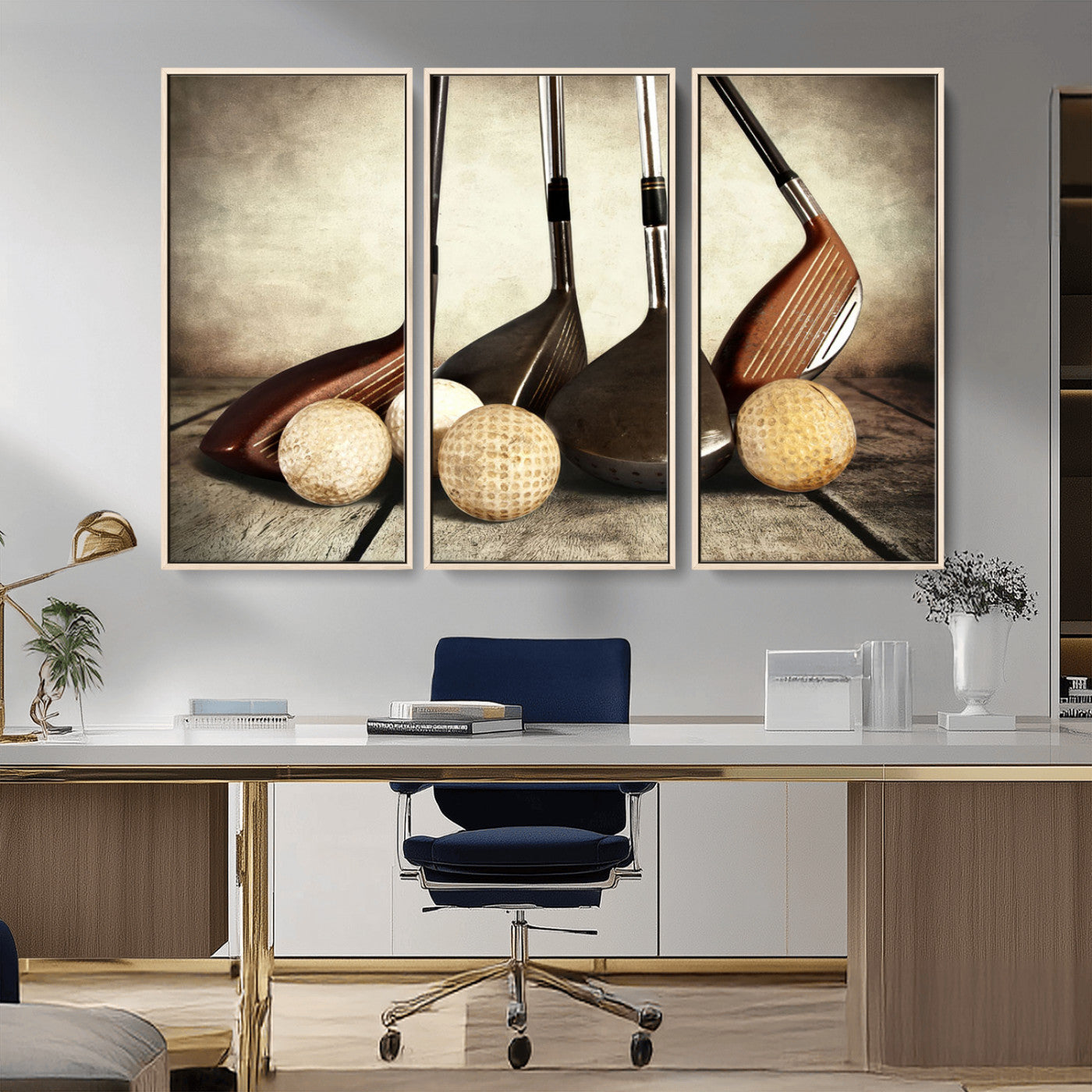 MGV-FC-48X32-3P - Vintage Golf Ball Art | Golf Decor for Man Cave or Office | Ready to Hang and Framed