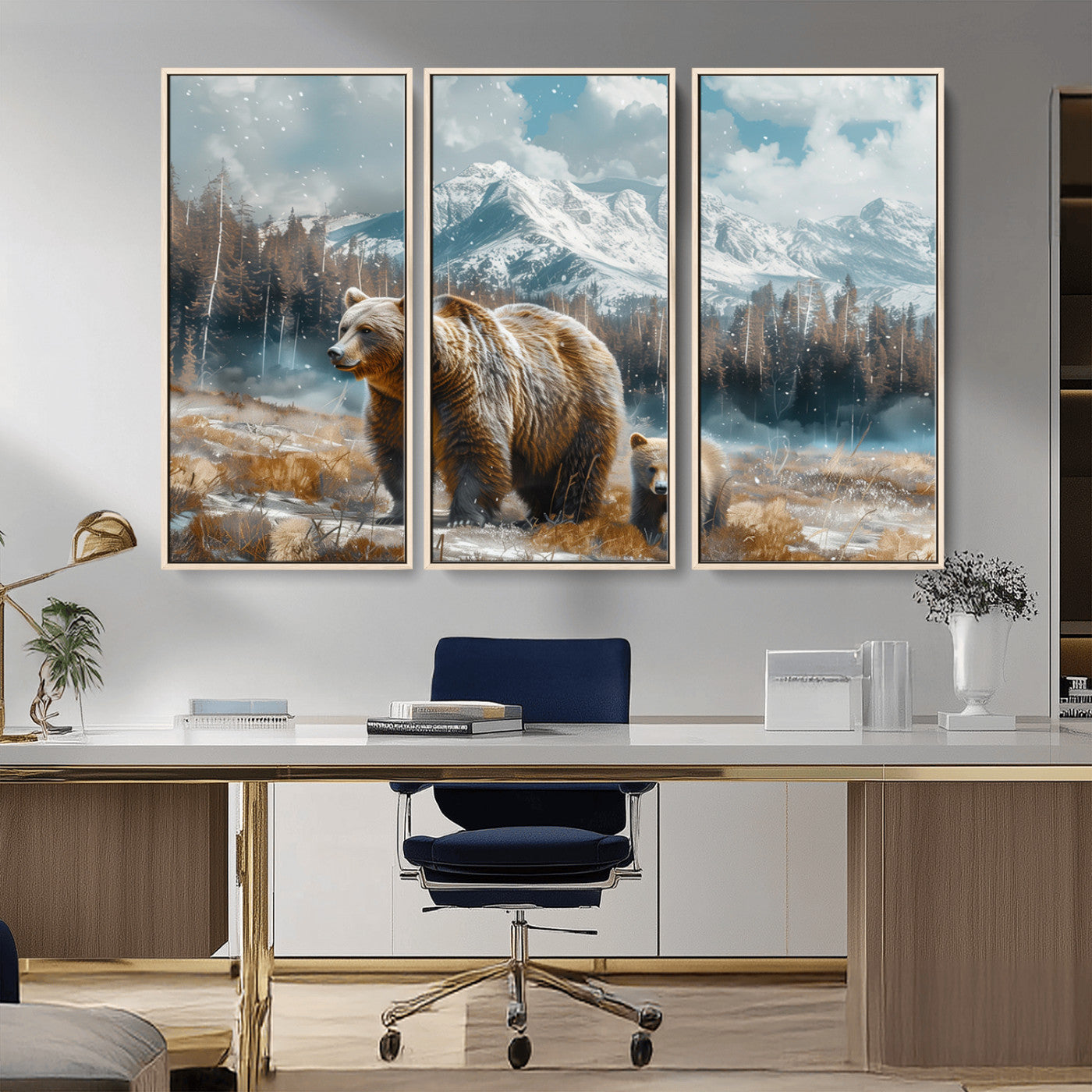 MGV-FC-48X32-3P - Bear and Baby Bear Wall Art Canvas Print