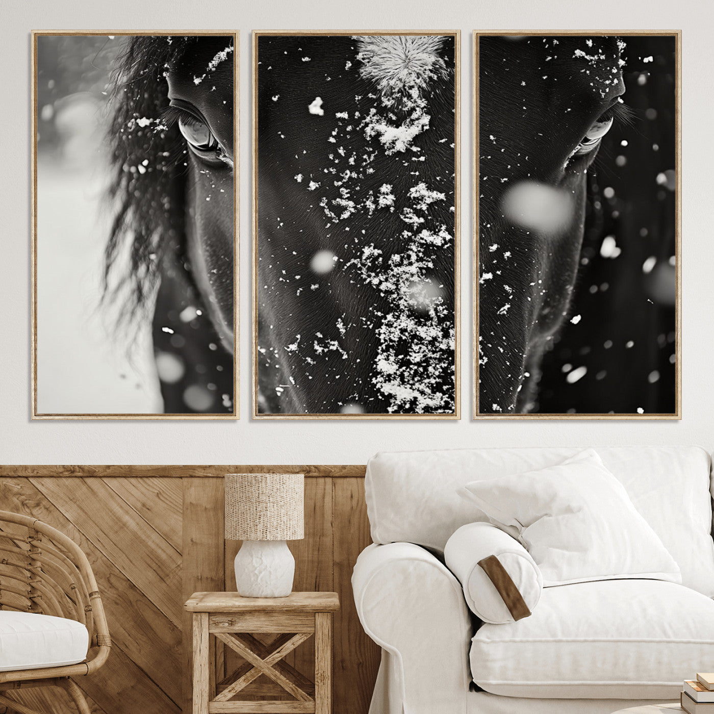 73281-MGV-CV-36X24-Winter Horse Snow Wall Art Canvas Print