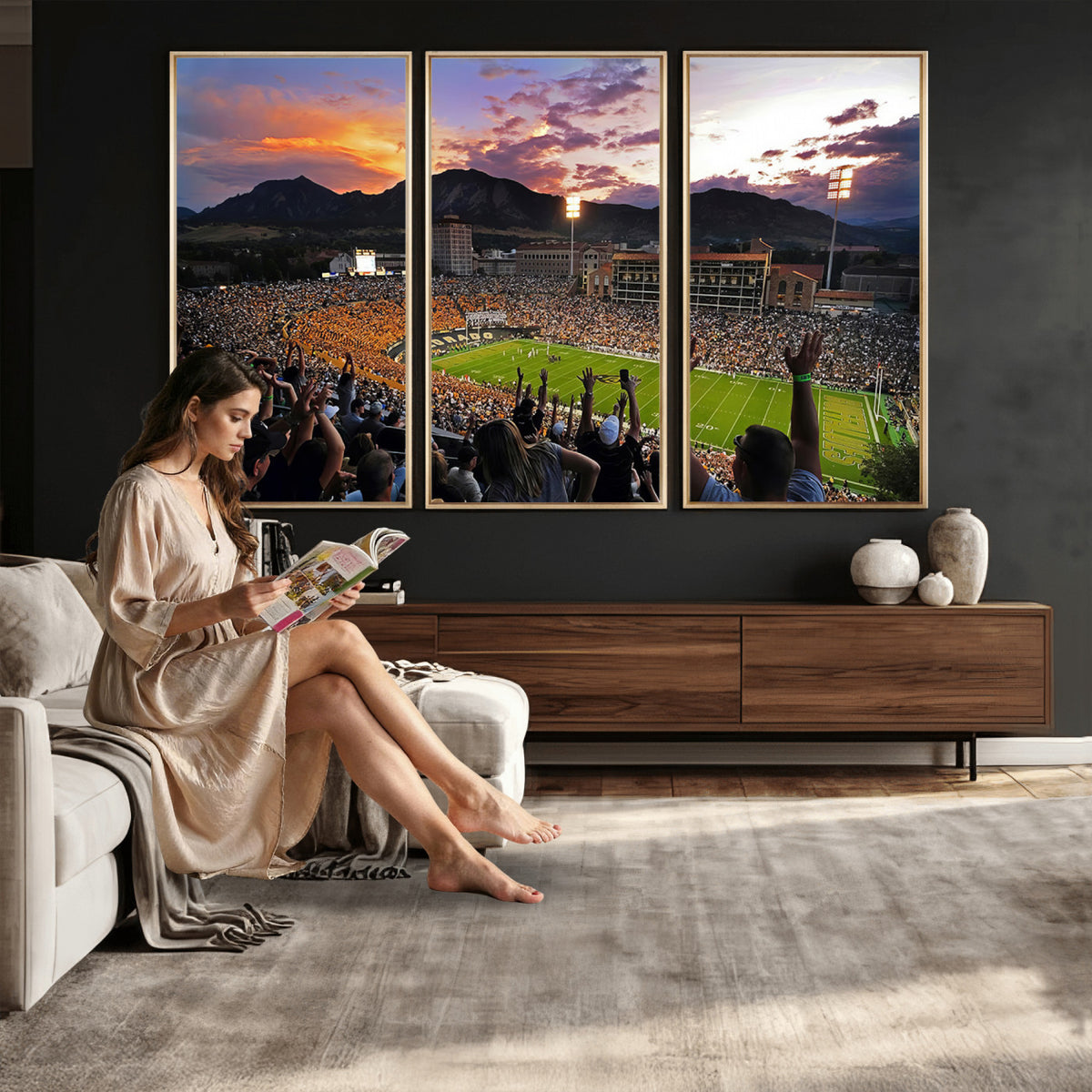 52579-MGV-CV-36X24 - Folsom Field, University of Colorado Buffaloes Football, Framed and Ready to Hang