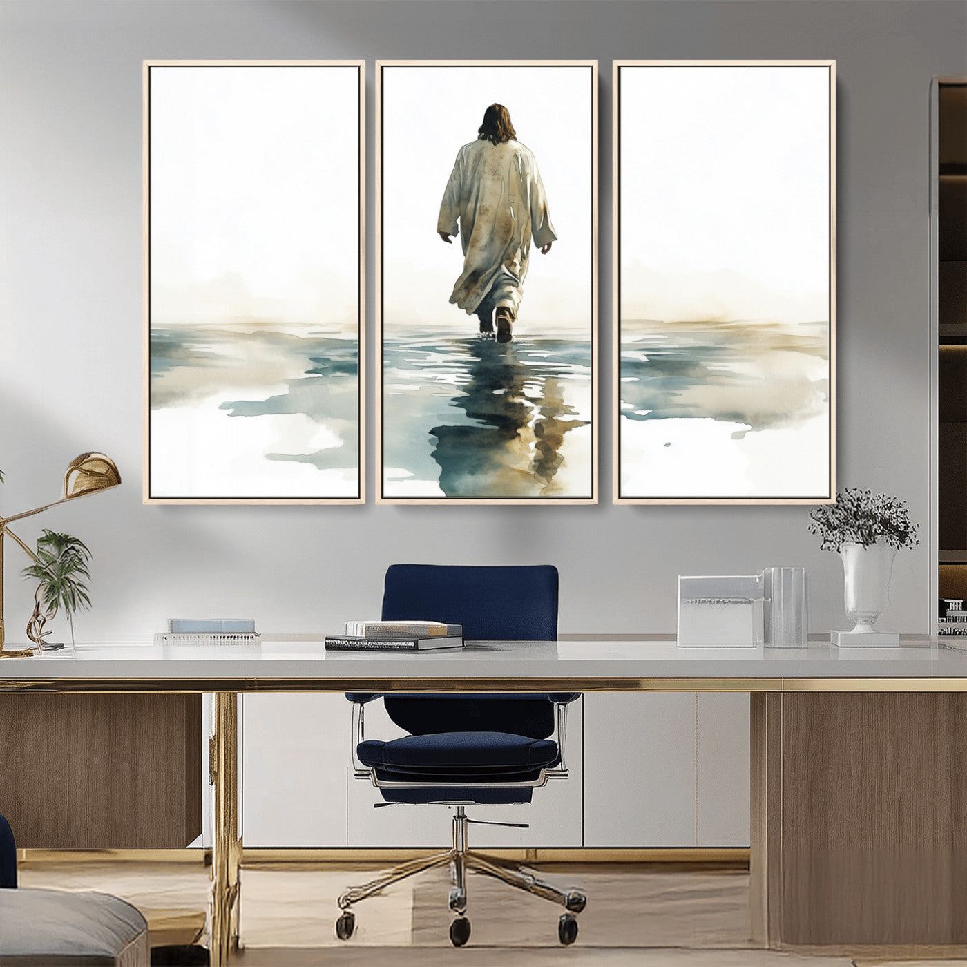 MGV-FC-48X32-3P - Abstract Jesus Wall Art Canvas Print, Christian Wall Art, Jesus Christ Walking