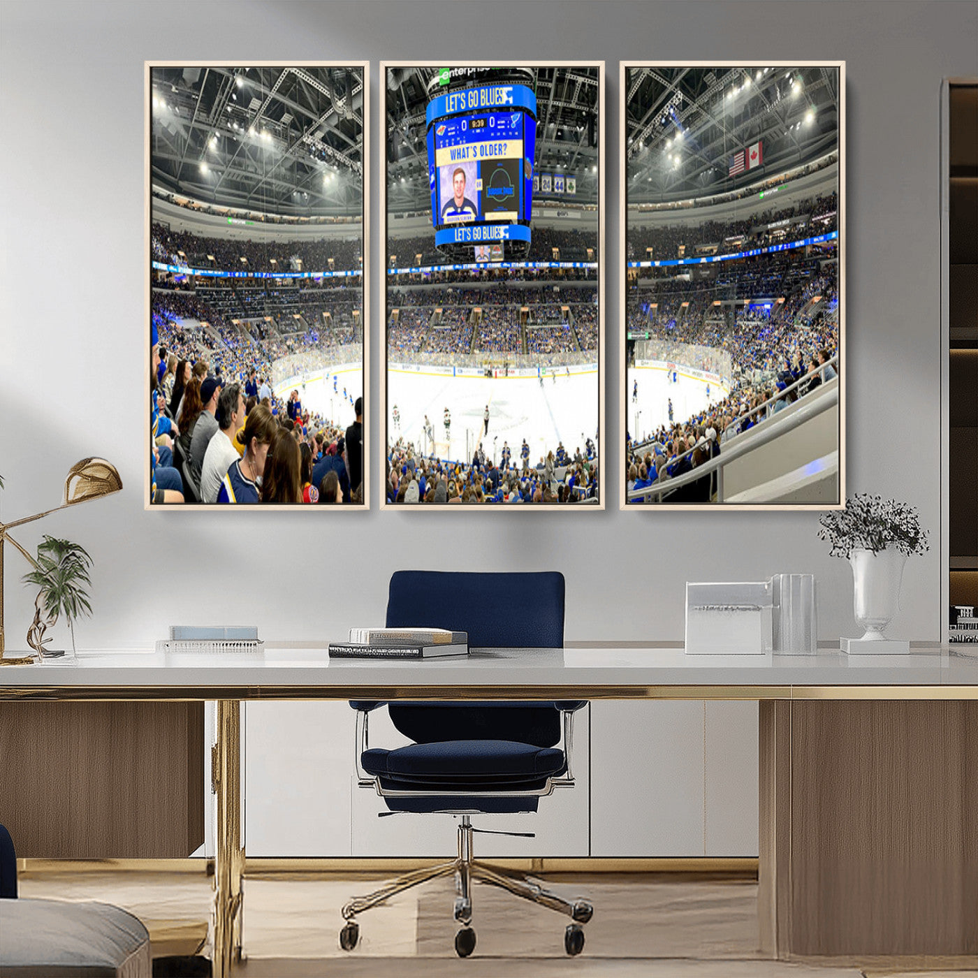 MGV-FC-48X32-3P - Enterprise Center | Missouri St. Louis Blues Ice Hockey Stadium Wall Art | Canvas Print | Ready to