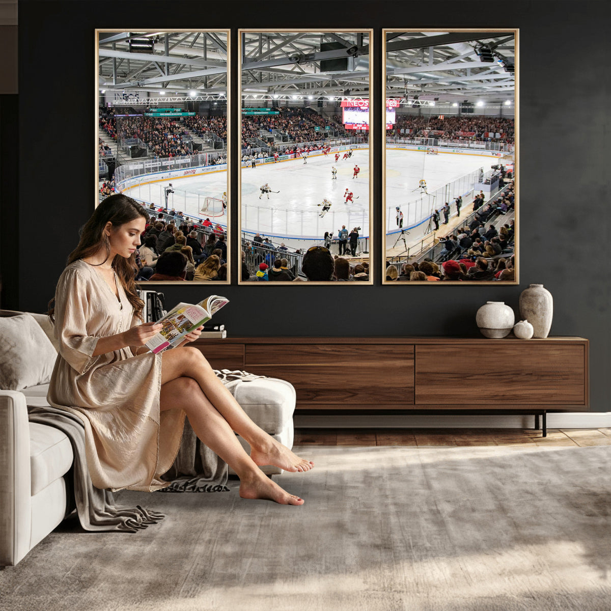79352-MGV-CV-36X24 - Lausanne Arena Ice Hockey Stadium Wall Art Canvas Print