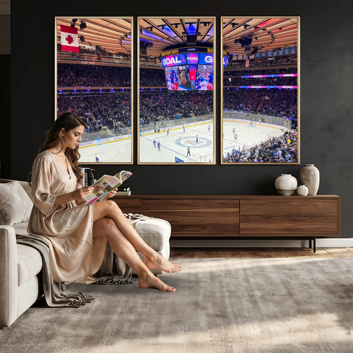 36401-MGV-CV-36X24 - Madison Square Garden New York Rangers Hockey Stadium Wall Art Canvas