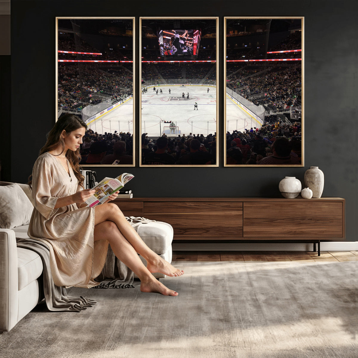 14802-MGV-CV-36X24 - T Mobile Arena Paradise Nevada Vegas Golden Knights Ice Hockey Stadium