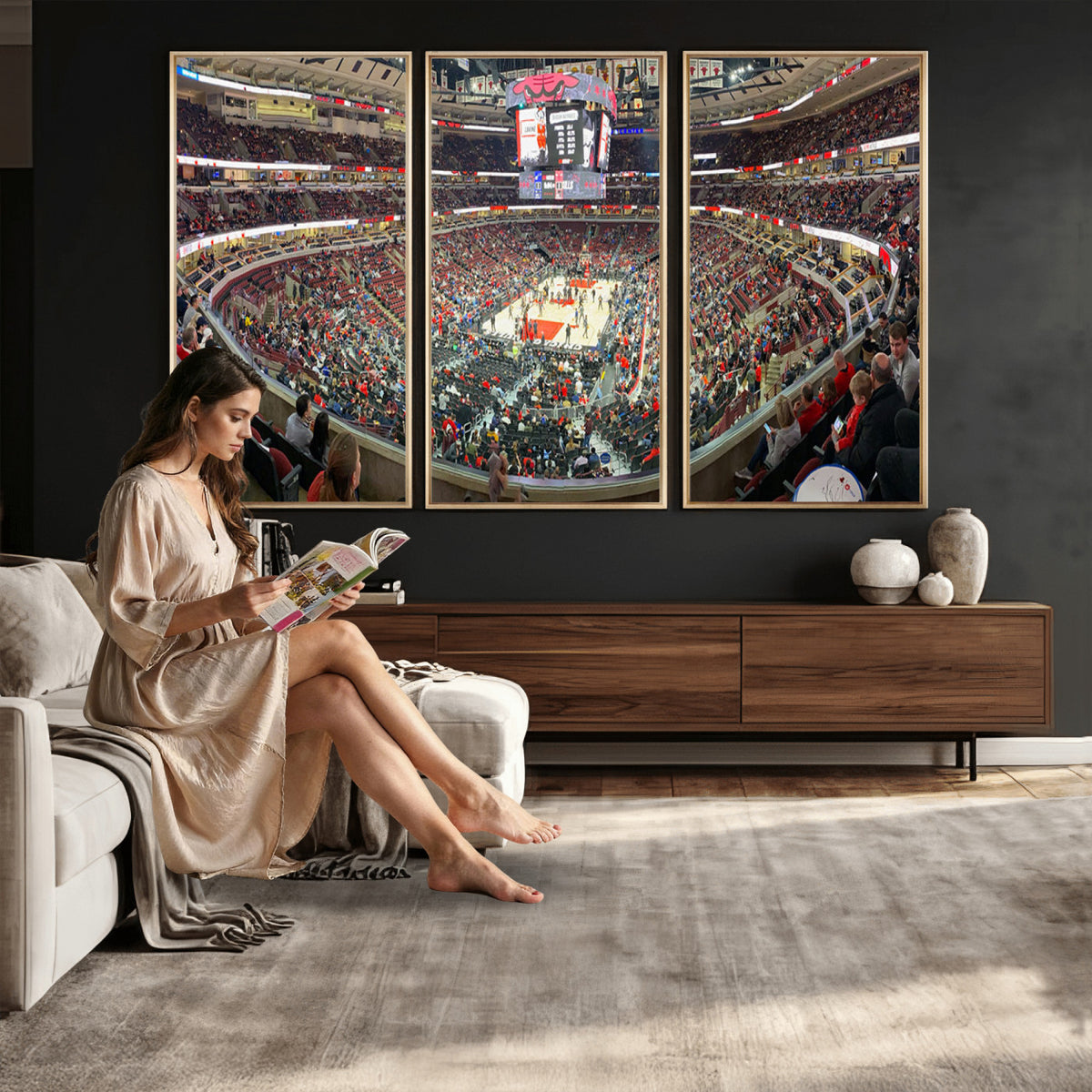 43481-MGV-CV-36X24 - United Center Chicago Bulls Stadium Wall Art Canvas Print