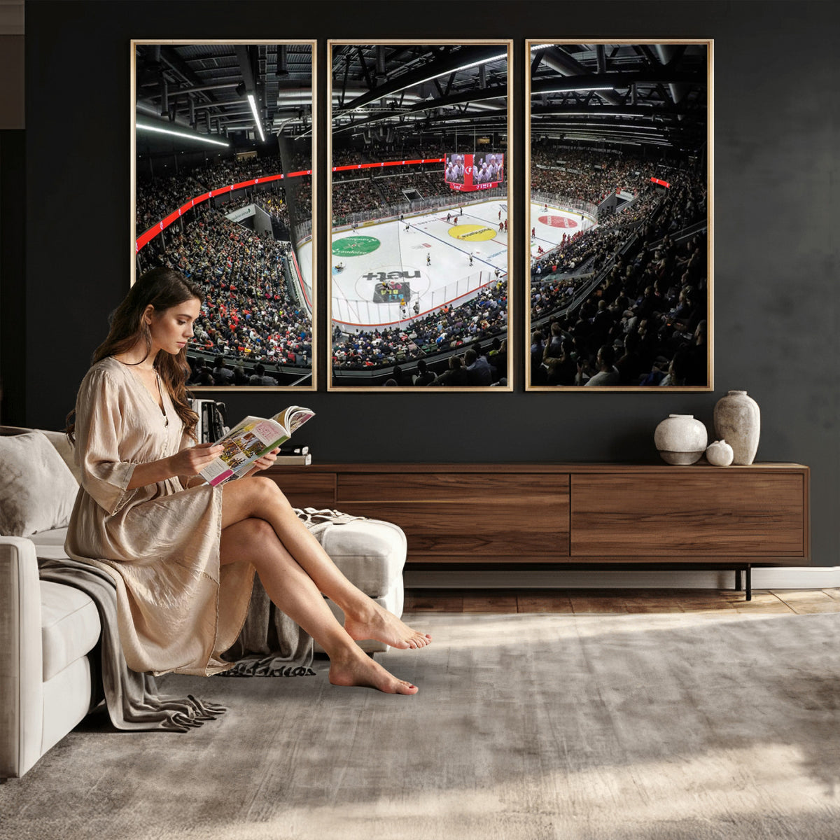 46282-MGV-CV-36X24 - Vaudoise Lausanne Ice Hockey Arena Stadium Wall Art Canvas
