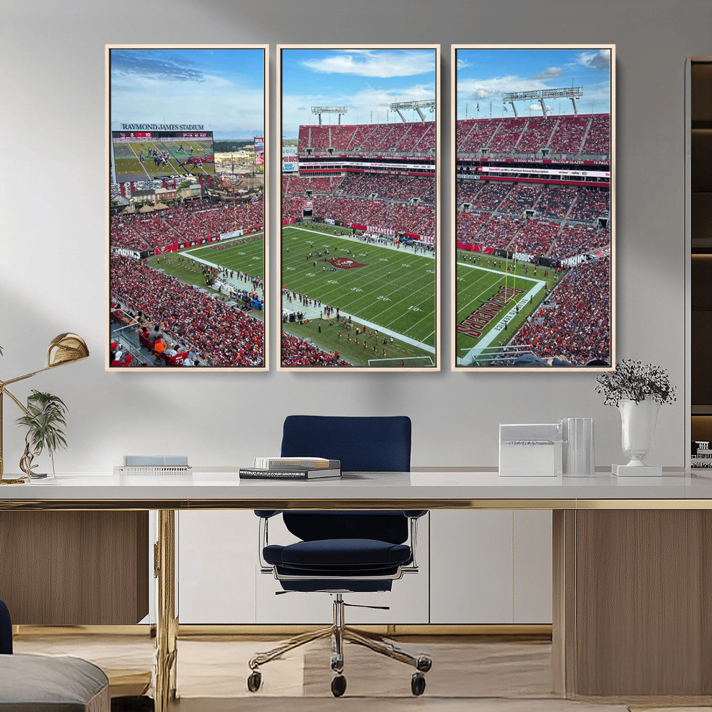 MGV-FC-48X32-3P - Florida Tampa Raymond James Stadium Wall Art Canvas Print - NFL Football Stadium Print Canvas
