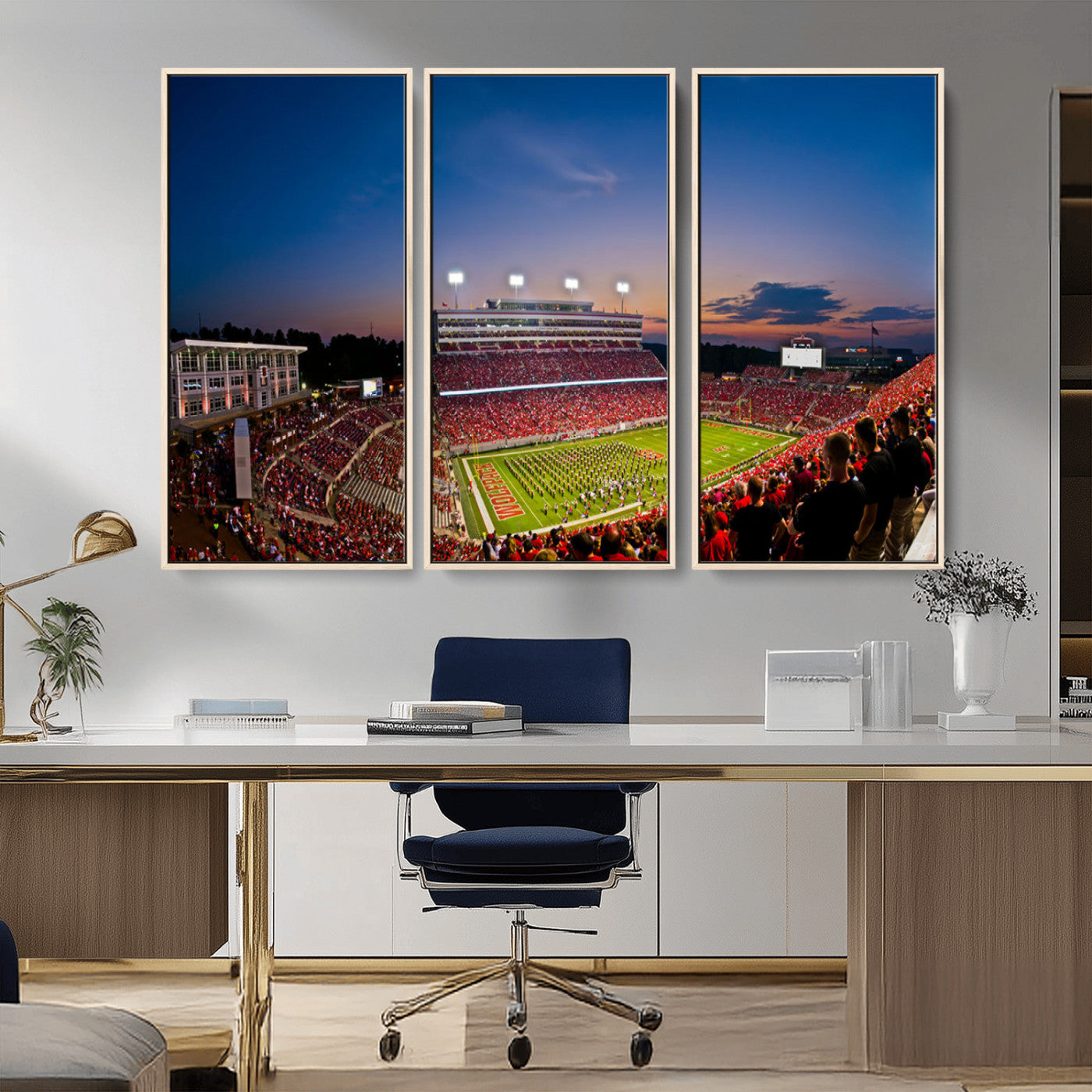 MGV-FC-48X32-3P - NC State Wolfpack Football Team Print - Raleigh Carter-Finley Stadium Wall Art Canvas Print