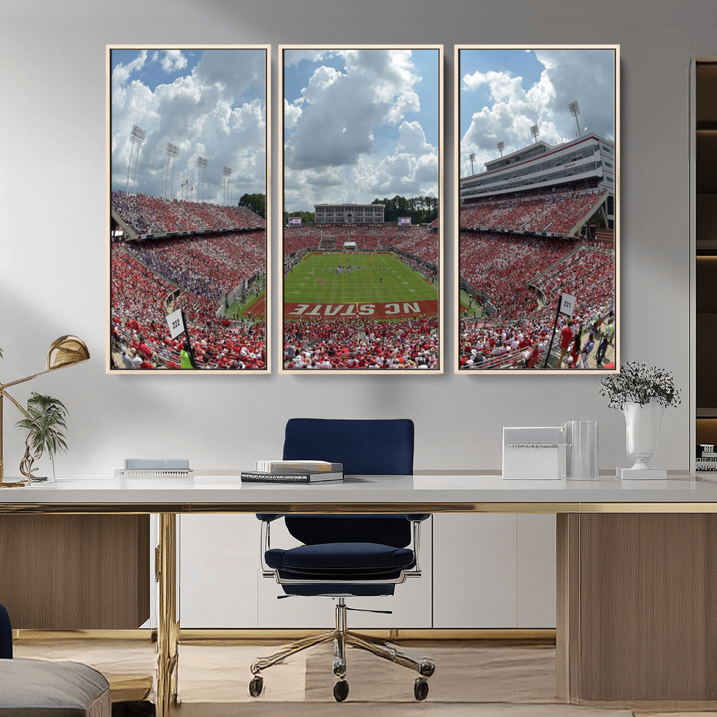 MGV-FC-48X32-3P - NC State Wolfpack Football Team Print Canvas- Raleigh Carter-Finley Stadium Wall Art Canvas Print