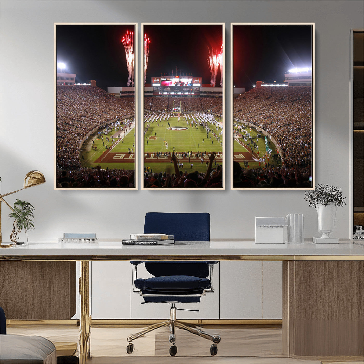 MGV-FC-48X32-3P - Framed Florida State Seminoles Football Team Print - Tallahassee Doak Campbell Stadium Wall Art