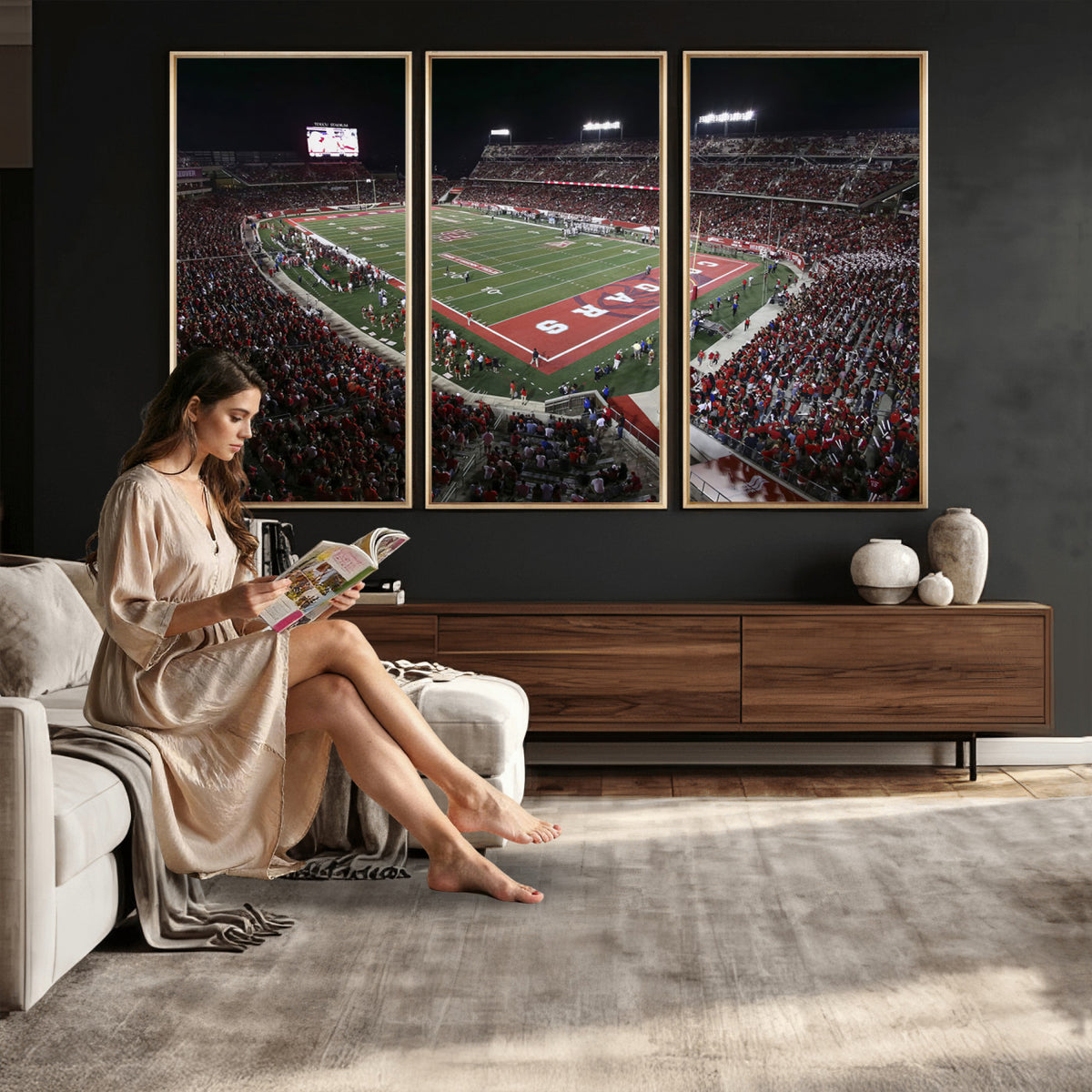 94207-MGV-CV-36X24 - Houston Cougars Football Team Print - Houston TDECU Stadium Wall Art Canvas Print