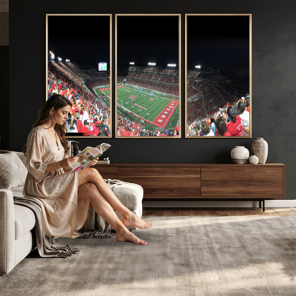 67036-MGV-CV-36X24 - Houston Cougars Football Team Print - Houston TDECU Stadium Wall Art Canvas Print