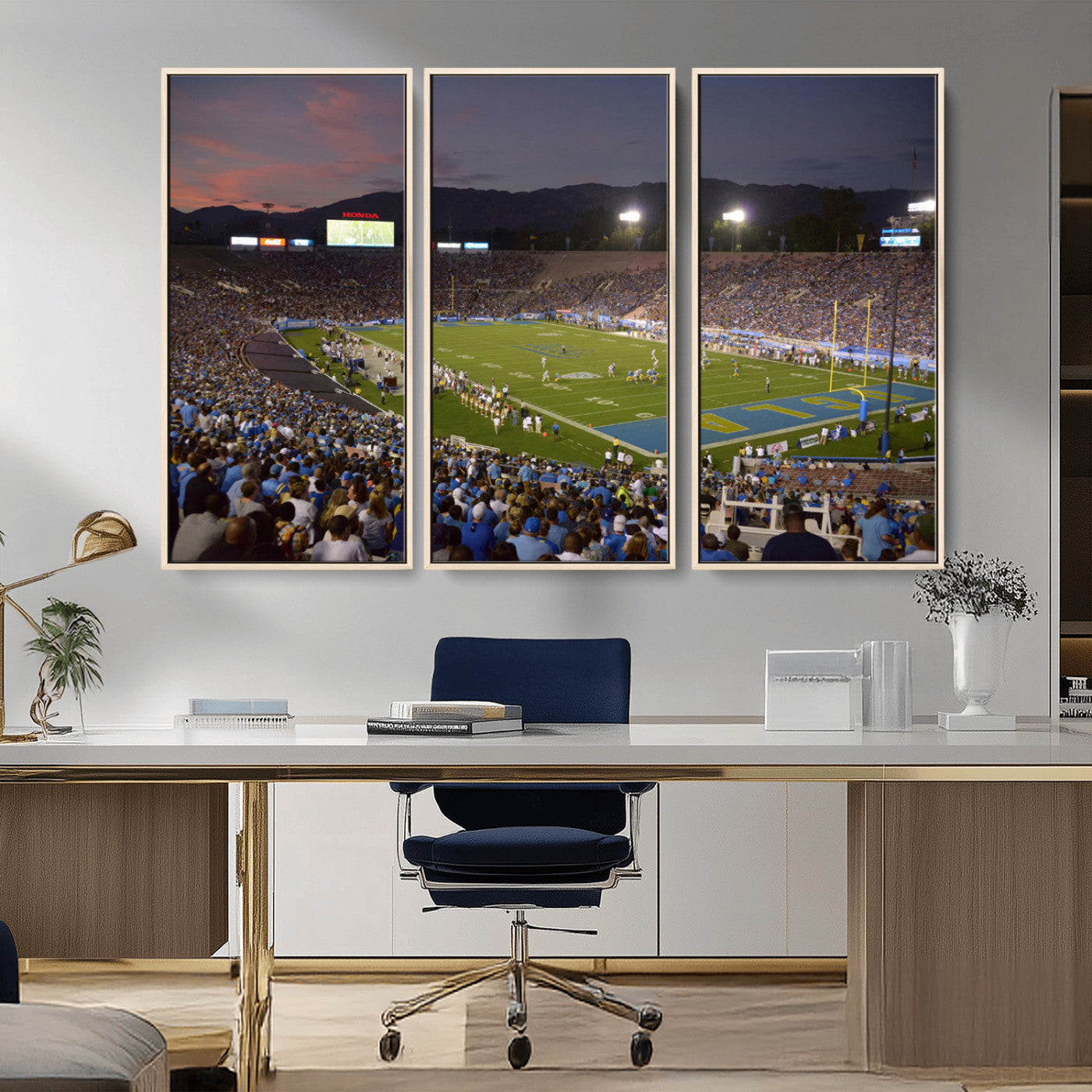 MGV-FC-48X32-3P - UCLA Bruins Football Team Print - Pasadena Rose Bowl Stadium Wall Art Canvas Print