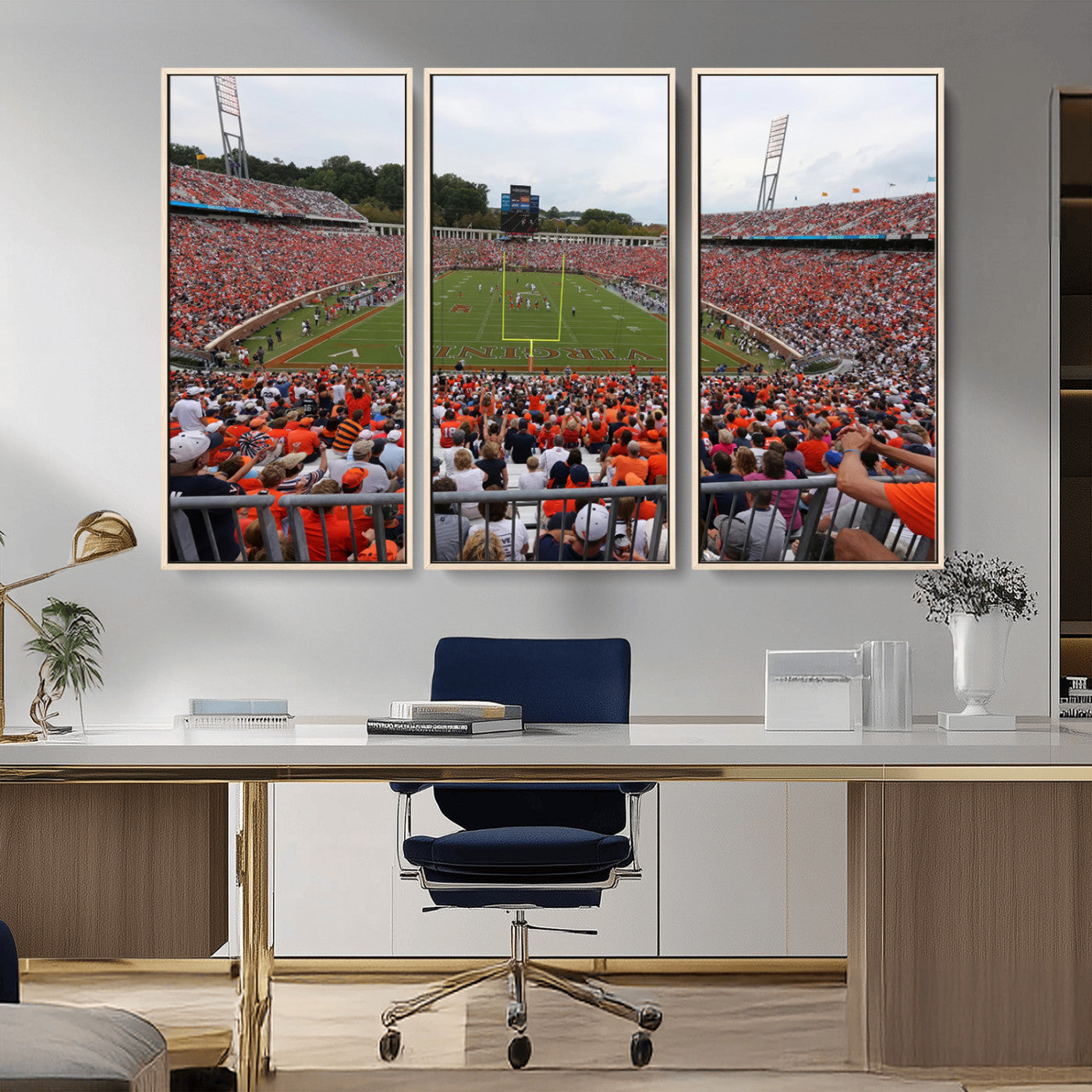 MGV-FC-48X32-3P - Virginia Cavaliers Football Team Print - Charlottesville Scott Stadium Print Wall Art Canvas