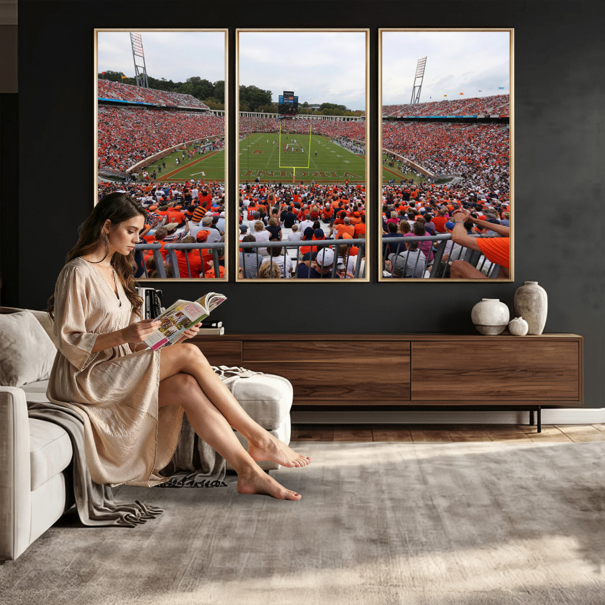 63606-MGV-CV-36X24 - Virginia Cavaliers Football Team Print, Charlottesville, Extra Large Game Room Wall Decor