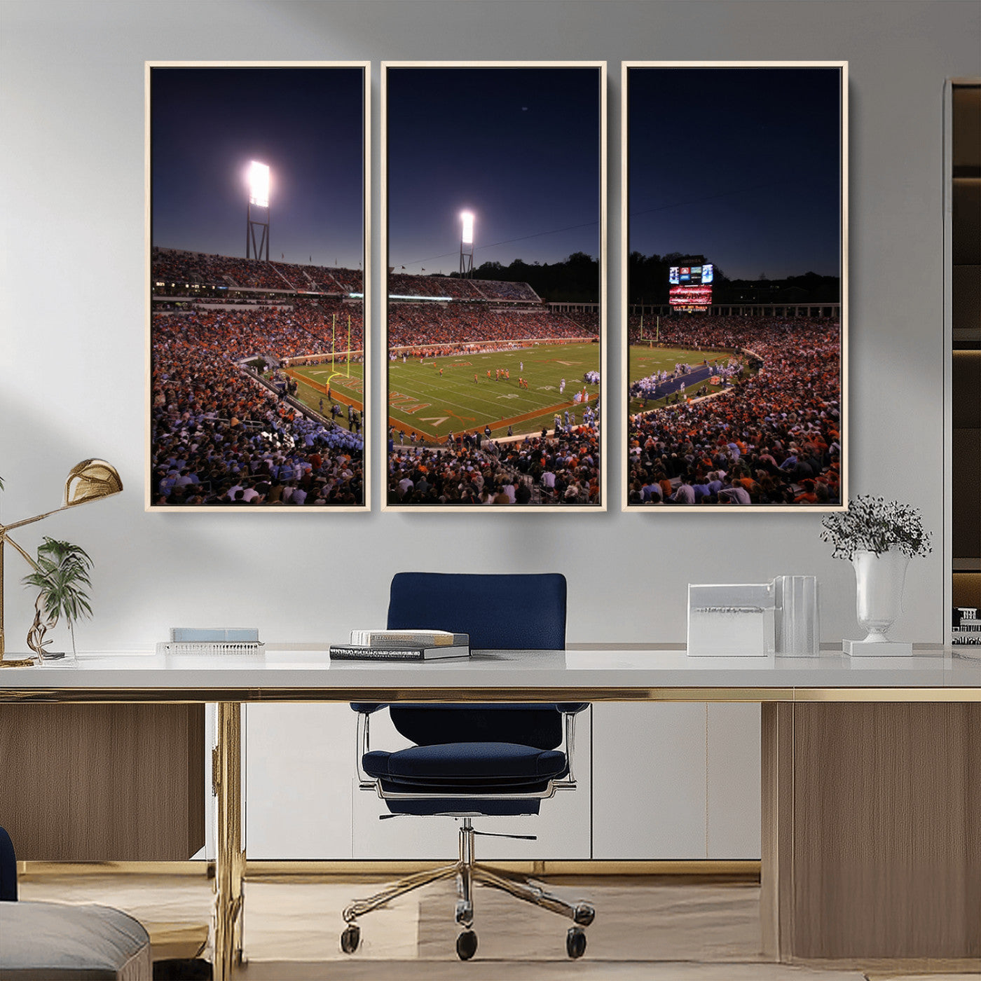 MGV-FC-48X32-3P - Virginia Cavaliers Football Team Print - Charlottesville Scott Stadium Canvas Print Wall Art
