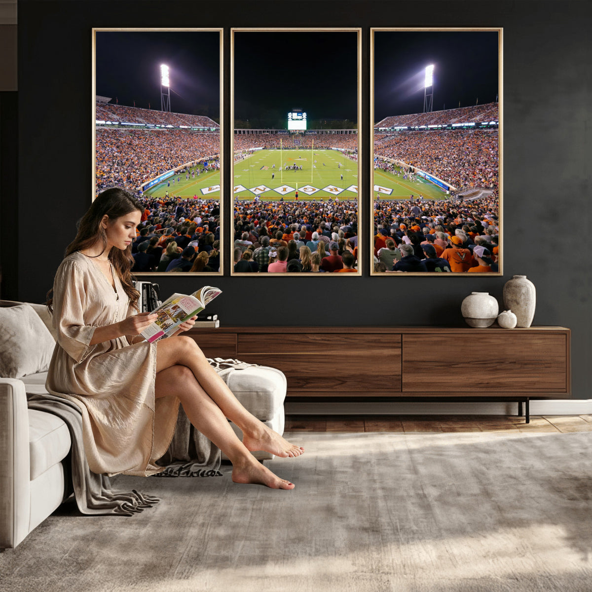 98441-MGV-CV-36X24 - Virginia Cavaliers Football Team Print - Charlottesville Scott Stadium Wall Art Canvas Print