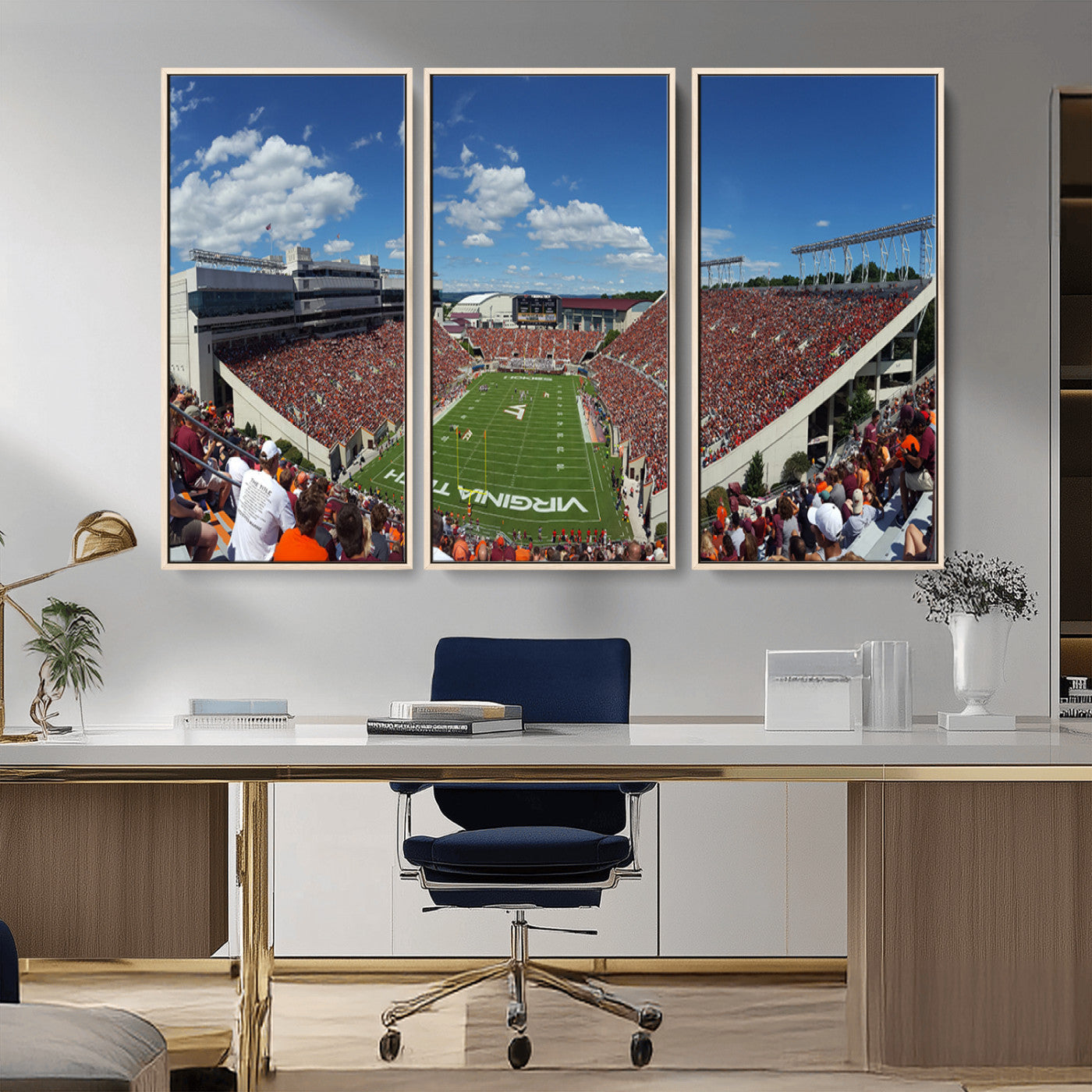 MGV-FC-48X32-3P - Virginia Tech Hokies Football Team Print - Blacksburg Lane Stadium Wall Art Canvas Print