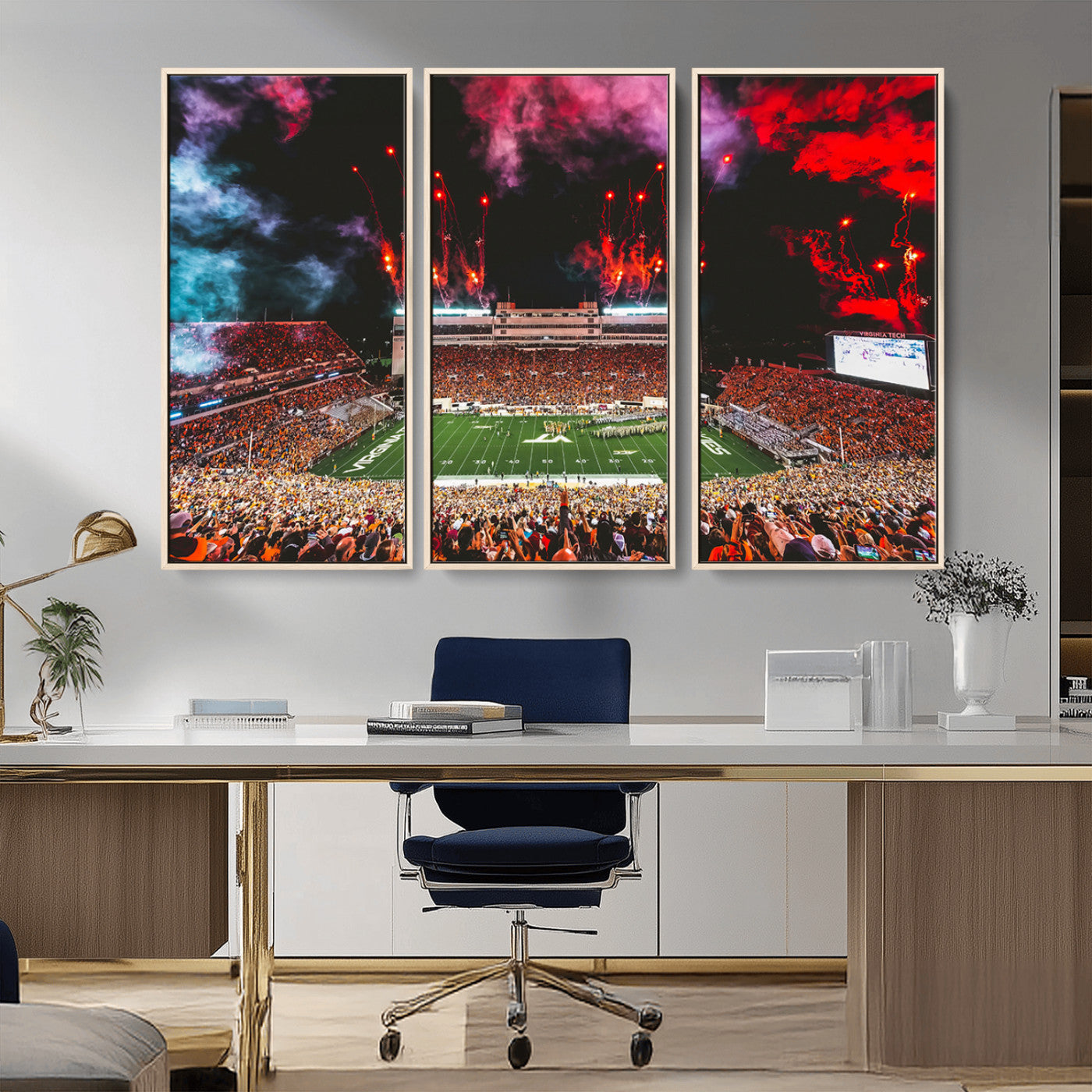 MGV-FC-48X32-3P - Virginia Tech Hokies Football Team Print - Blacksburg Lane Stadium Wall Art Canvas Print