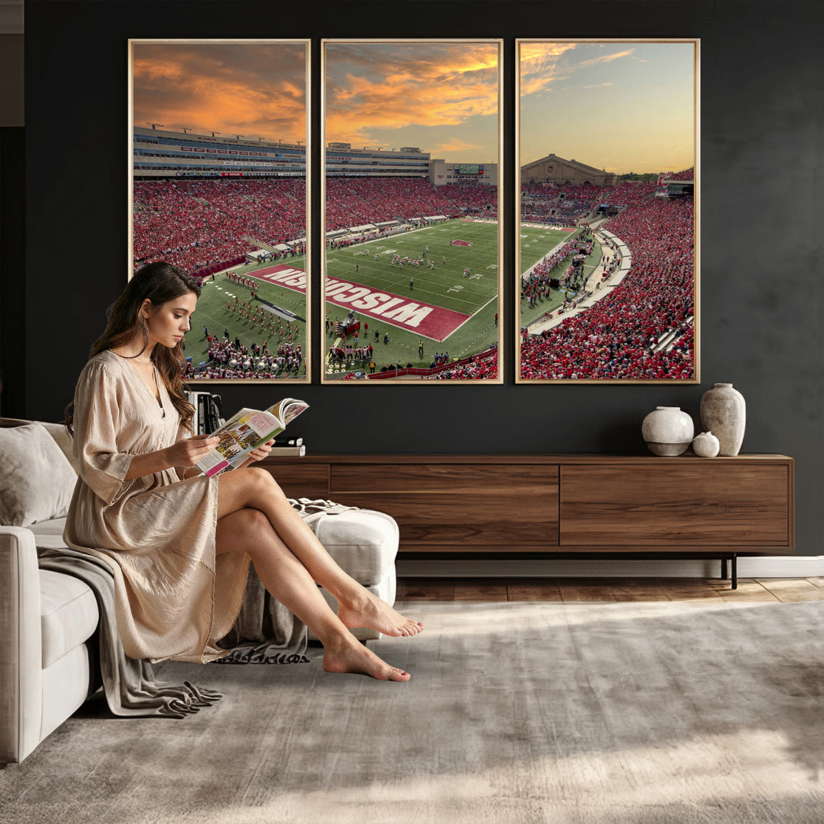 41472-MGV-CV-36X24 - Camp Randall Stadium Wisconsin Badgers Large Wall Art Canvas Print | College Football Stadium Wall
