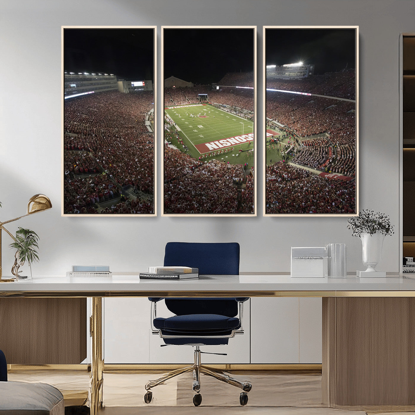 MGV-FC-48X32-3P - Wisconsin Badgers Football Team Print - Madison Camp Randall Stadium Wall Art Canvas Print
