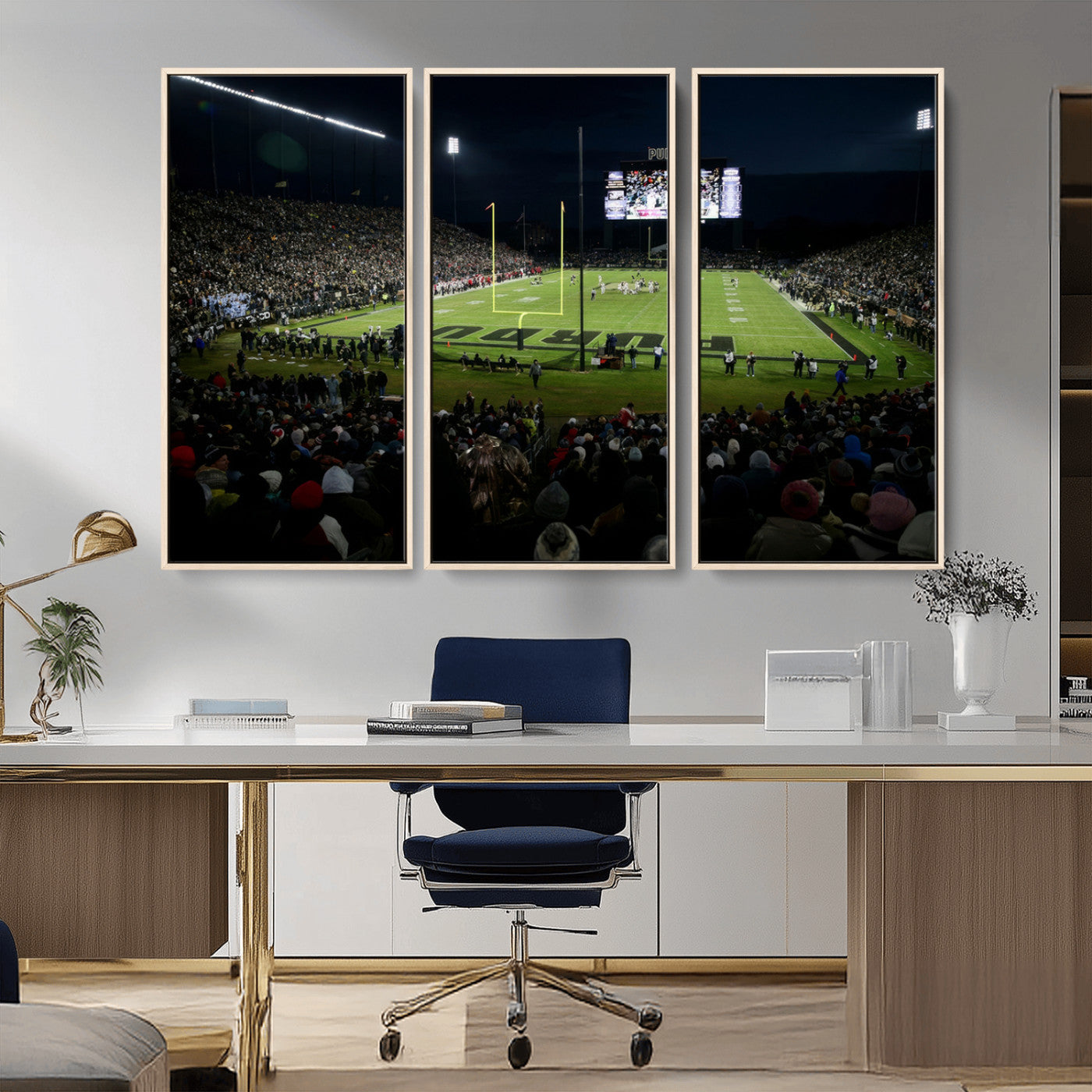 MGV-FC-48X32-3P - Purdue Boilermakers Football Team Print - West Lafayette Ross–Ade Stadium Wall Art Canvas Print