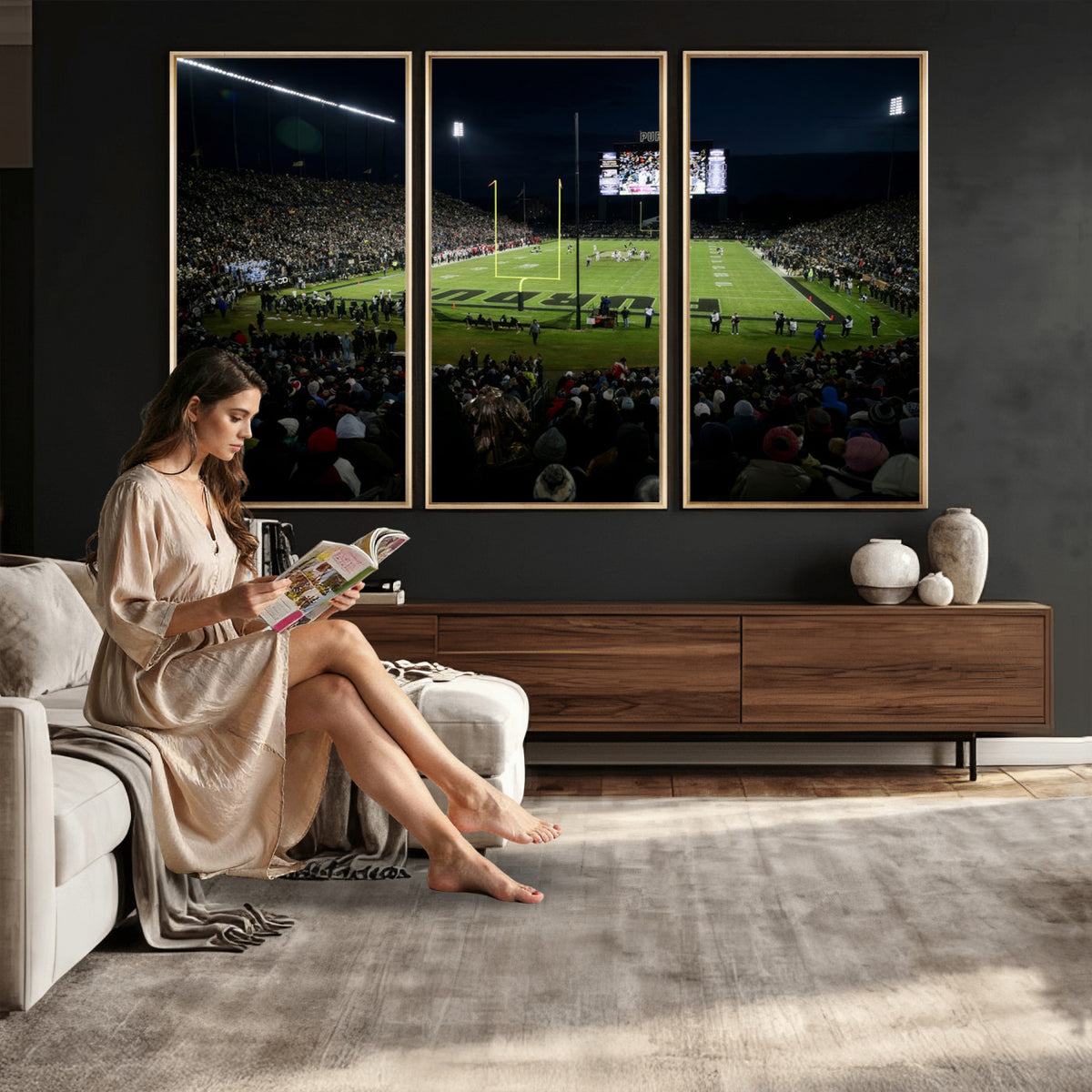 60140-MGV-CV-36X24 - Purdue Boilermakers Football Team Print - West Lafayette Ross–Ade Stadium Wall Art Canvas Print