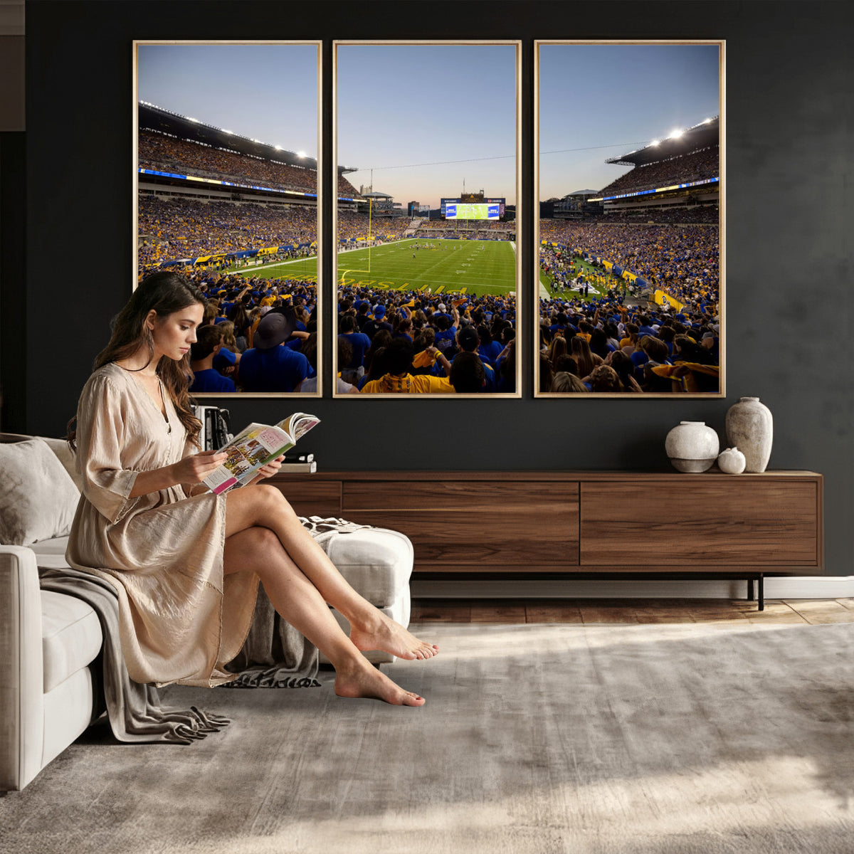41853-MGV-CV-36X24 - Pittsburgh Panthers Football Team Print - Pittsburgh Acrisure Stadium Wall Art Canvas Print