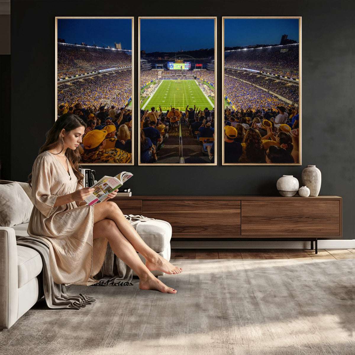 62297-MGV-CV-36X24 - Pittsburgh Panthers Football Team Print - Pittsburgh Acrisure Stadium Wall Art Canvas Print