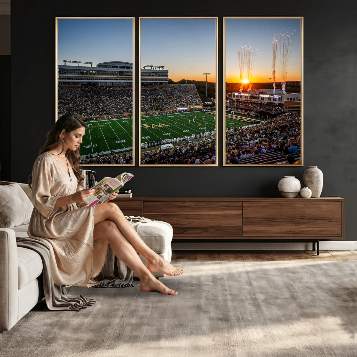 29253-MGV-CV-36X24 - Demon Deacons Football Team Print Canvas- Winston-Salem Allegacy Federal Credit Union Stadium Wall