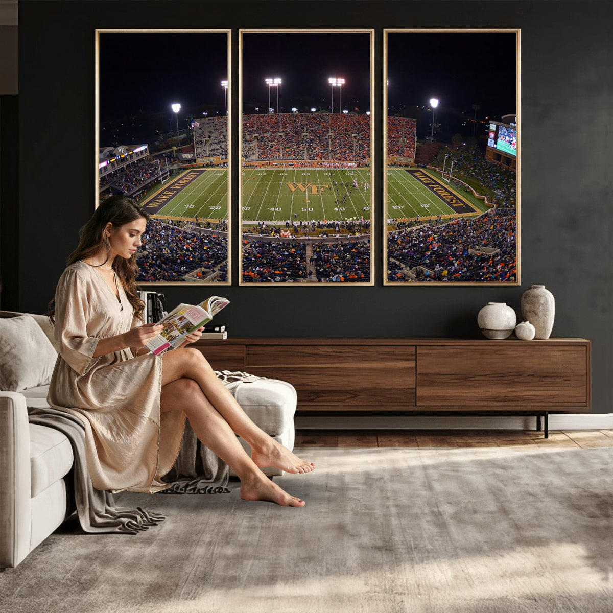 26033-MGV-CV-36X24 - Demon Deacons Print Canvas, Football Team Print